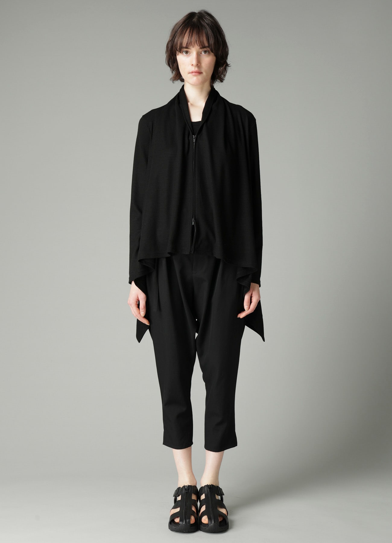 WOOL INTERLOCK GUSSET SHOULDER CARDIGAN