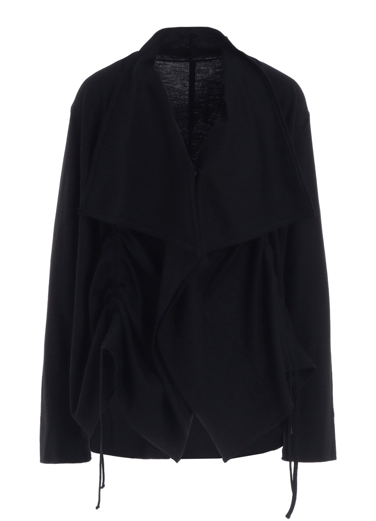 WOOL INTERLOCK DRAPED GATHER CARDIGAN