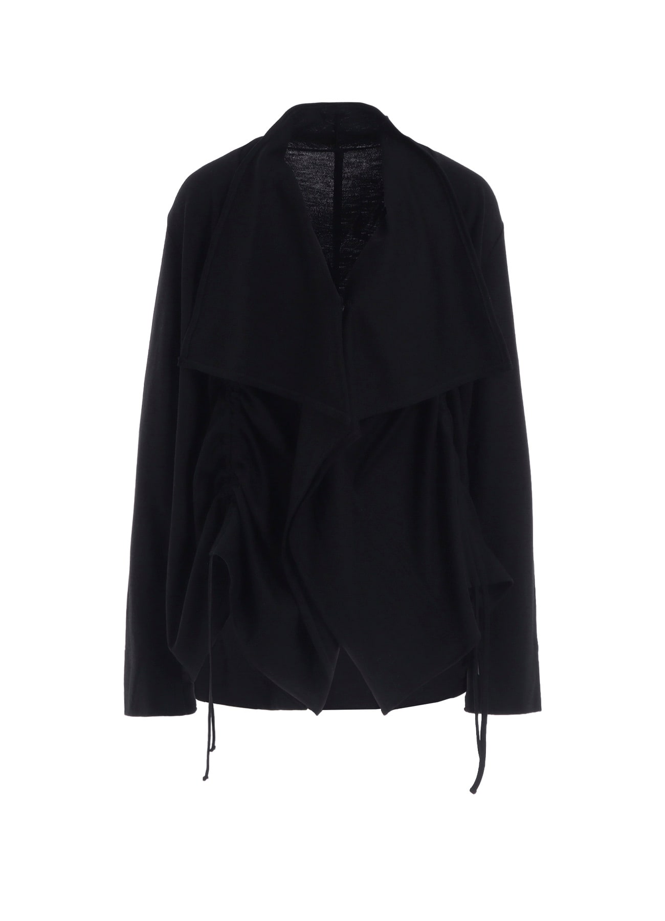 WOOL INTERLOCK DRAPED GATHER CARDIGAN