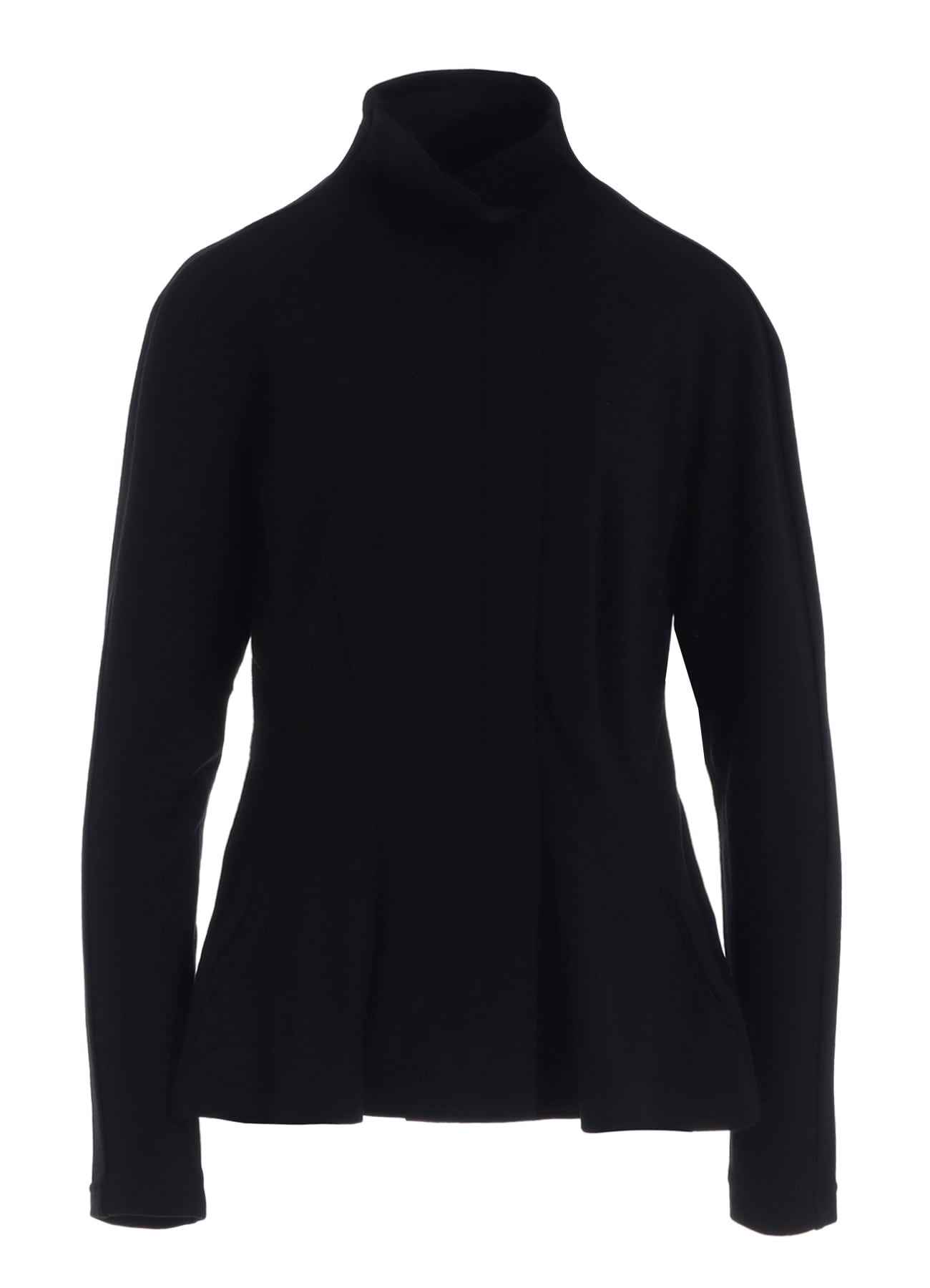 WOOL INTERLOCK WAIST DARTS ZIP CARDIGAN