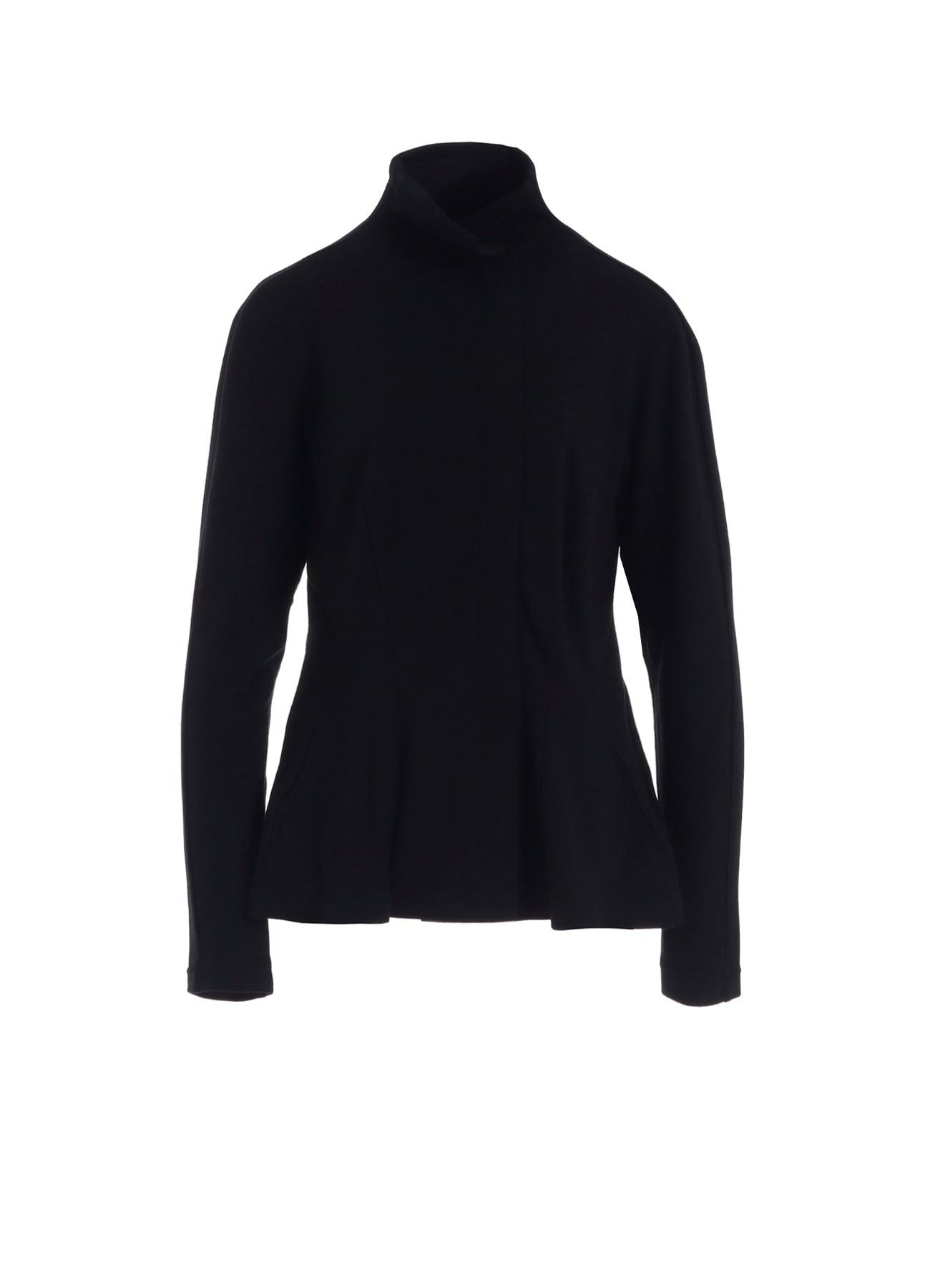 WOOL INTERLOCK WAIST DARTS ZIP CARDIGAN