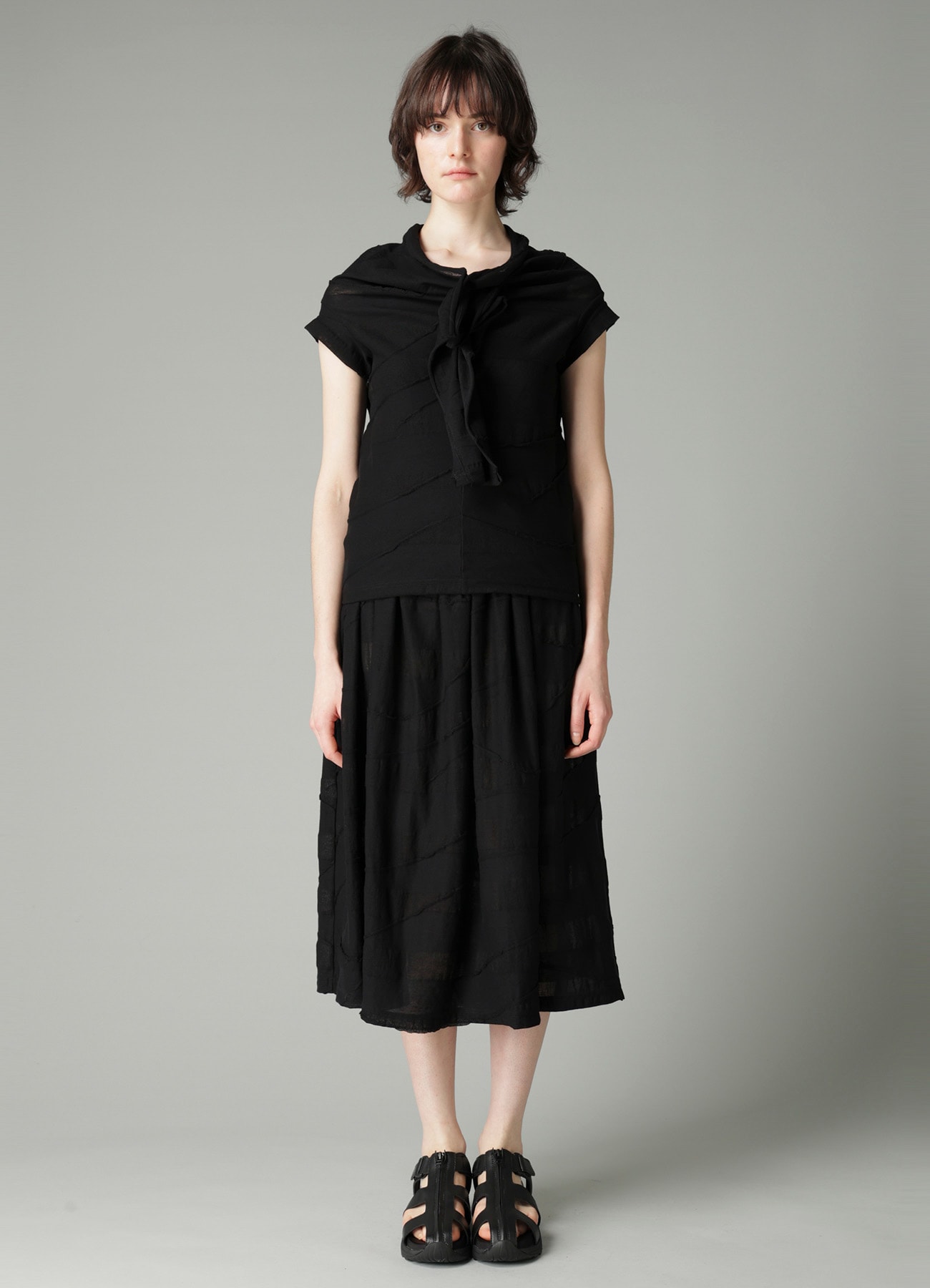 TUCK JACQUARD DRAPED PULL OVER