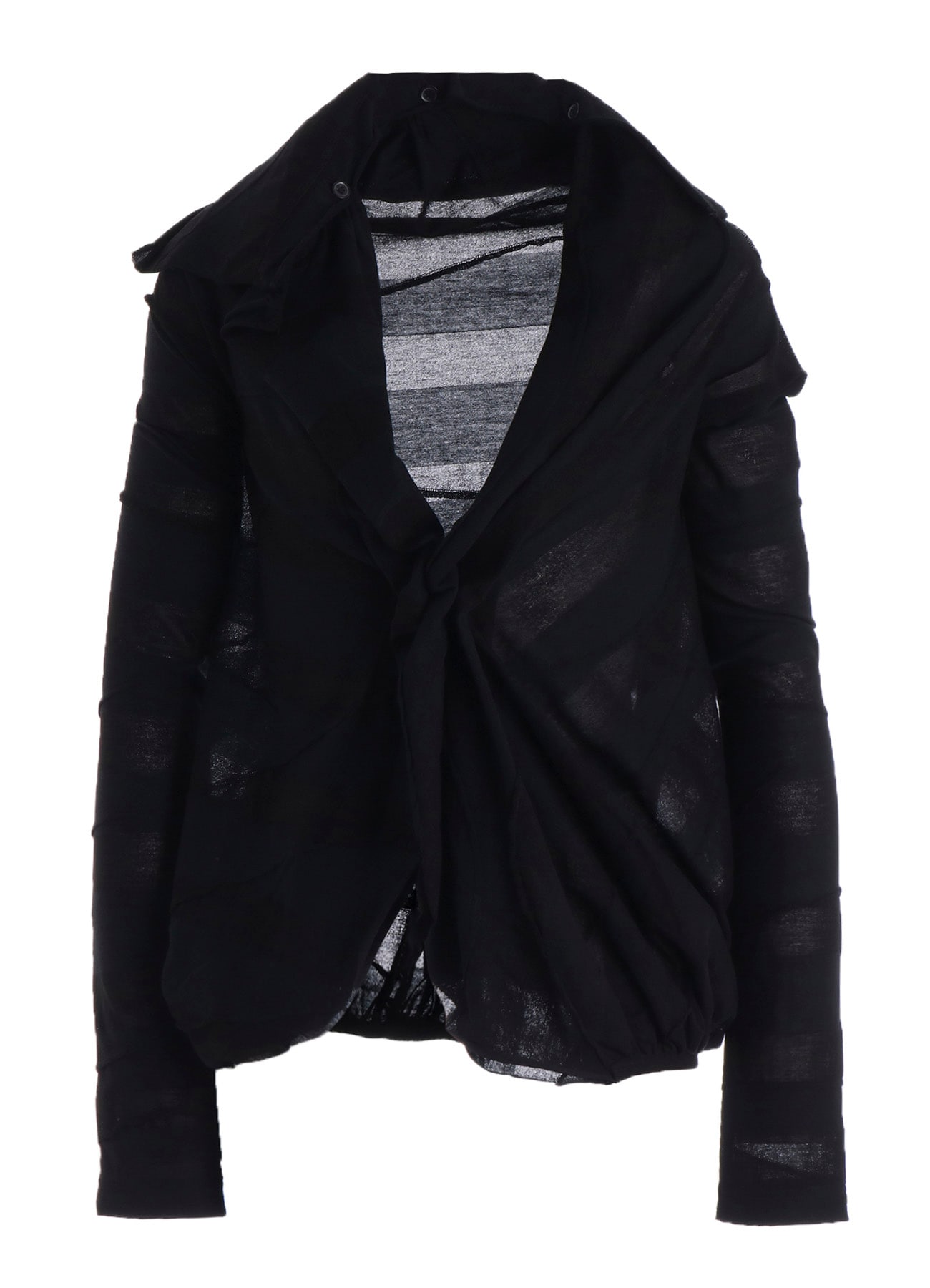 TUCK JACQUARD GATHER DETAIL CARDIGAN