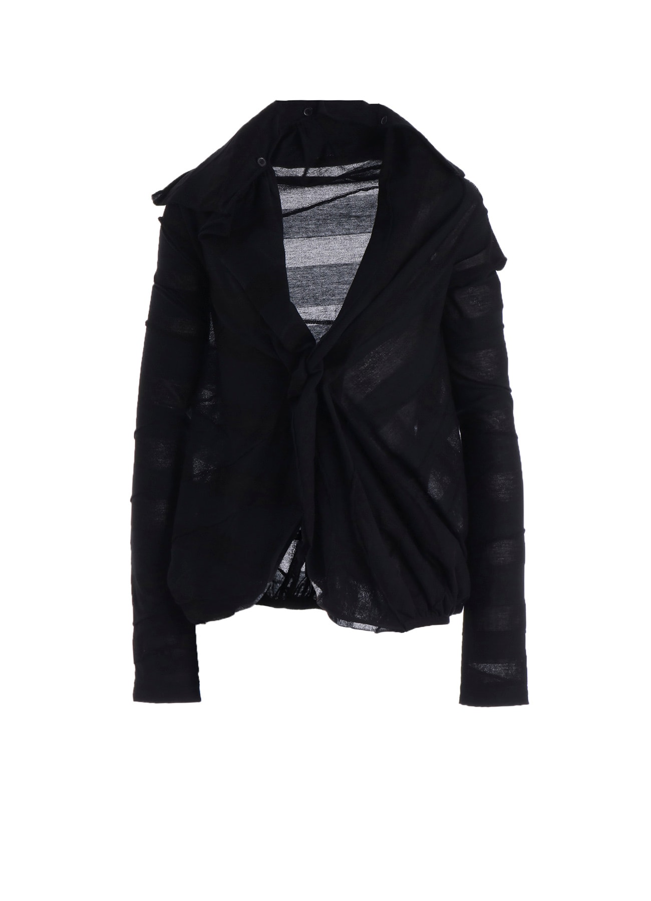 TUCK JACQUARD GATHER DETAIL CARDIGAN