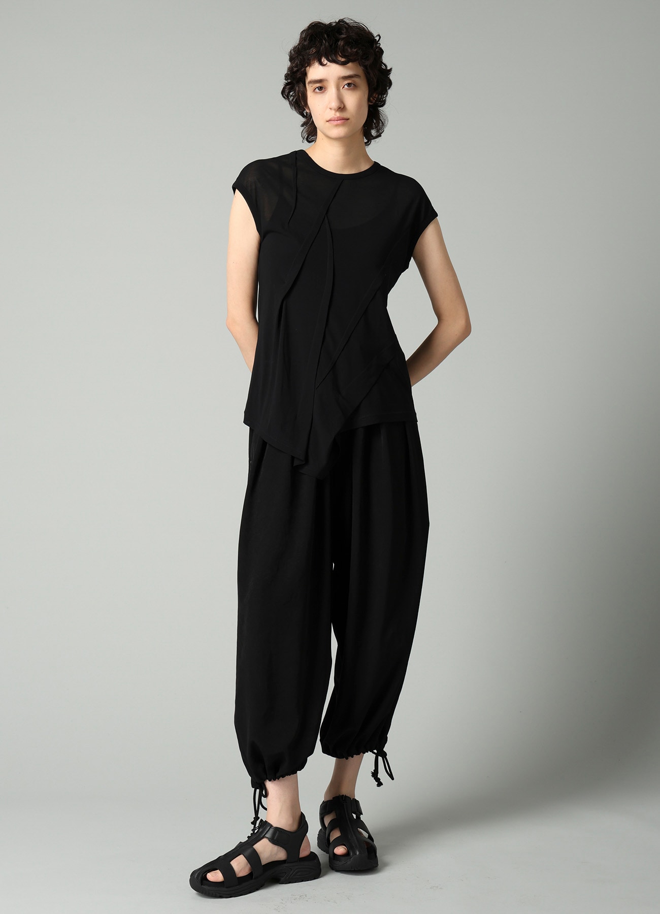 HIGH TWISTED SZ JERSEY TUCK DETAIL SHORT SLV T