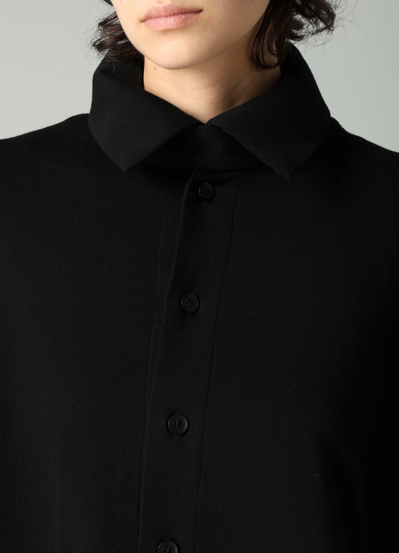 HIGH TWISTED FRENCH TERRY STAND COLLAR CARDIGAN