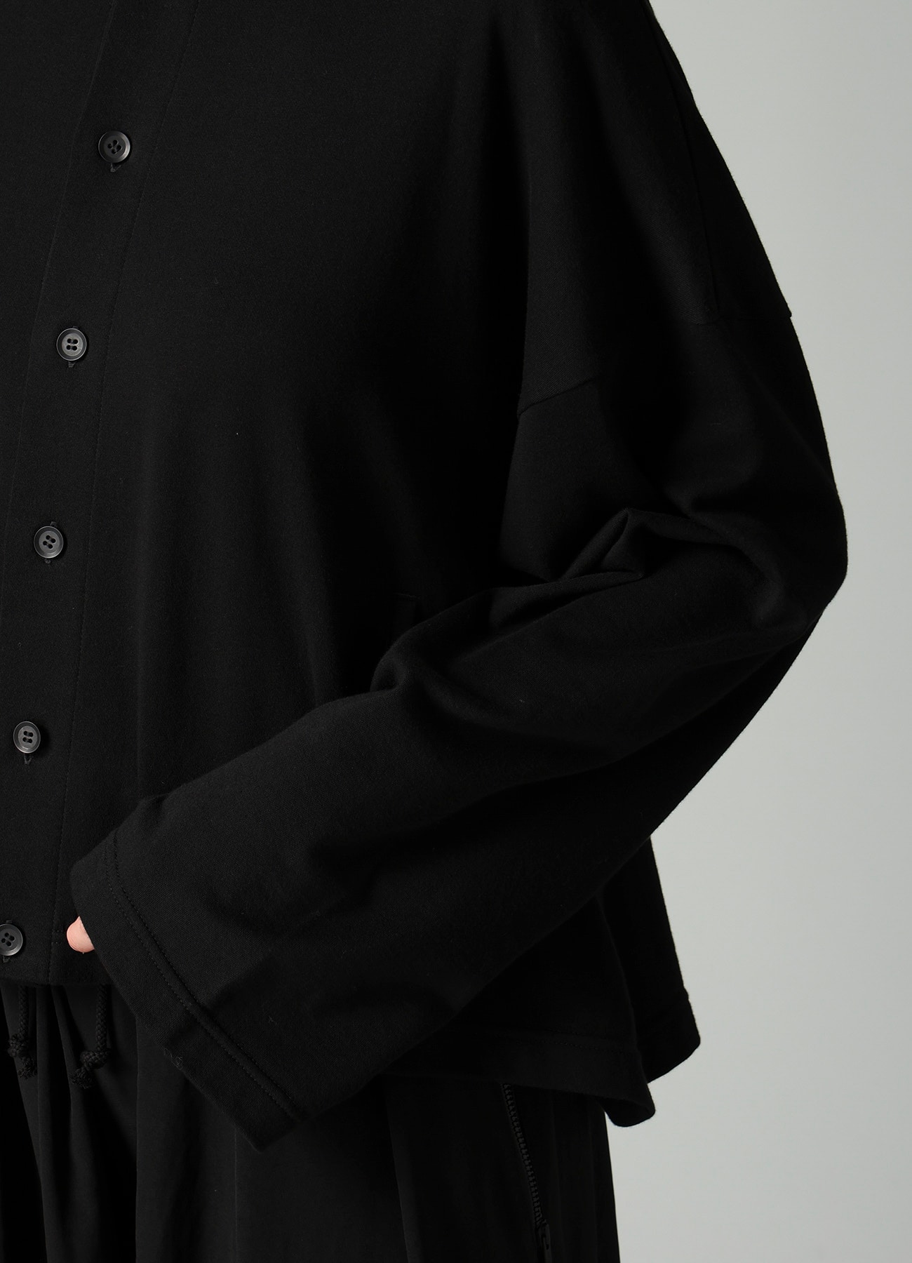 HIGH TWISTED FRENCH TERRY STAND COLLAR CARDIGAN