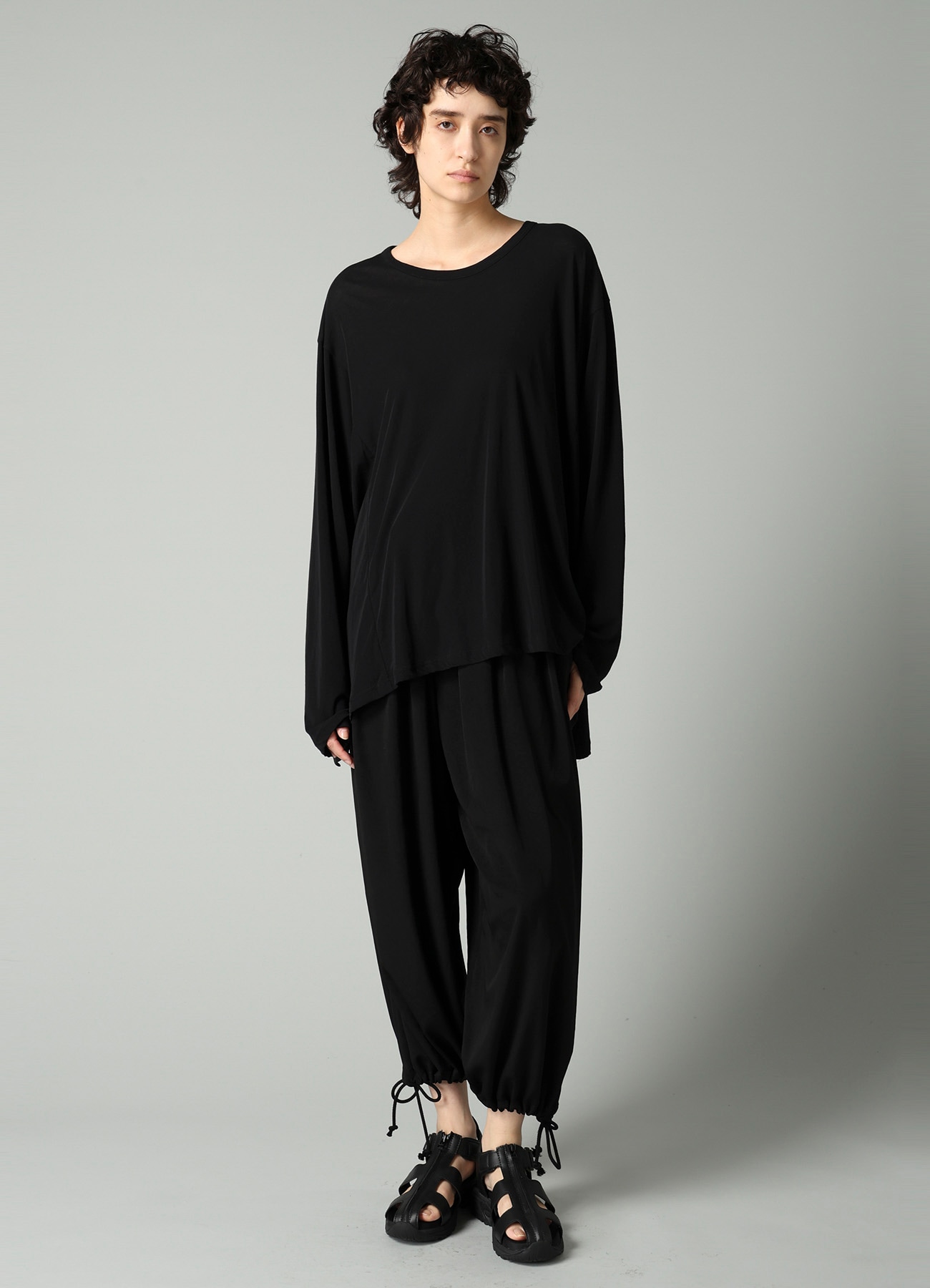 SOFT SINGLE JERSEY DRAPED GUSSET LONG SLV T