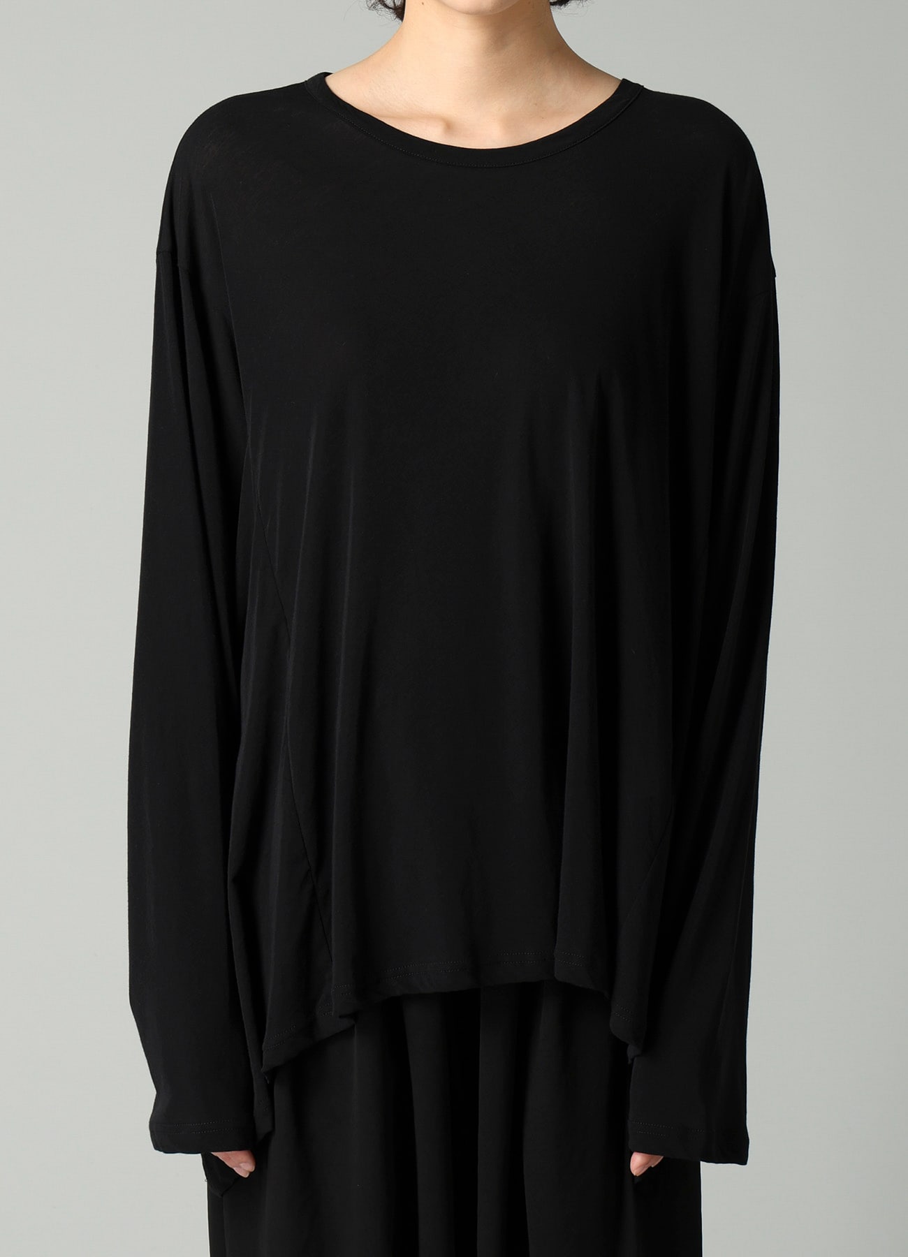 SOFT SINGLE JERSEY DRAPED GUSSET LONG SLV T