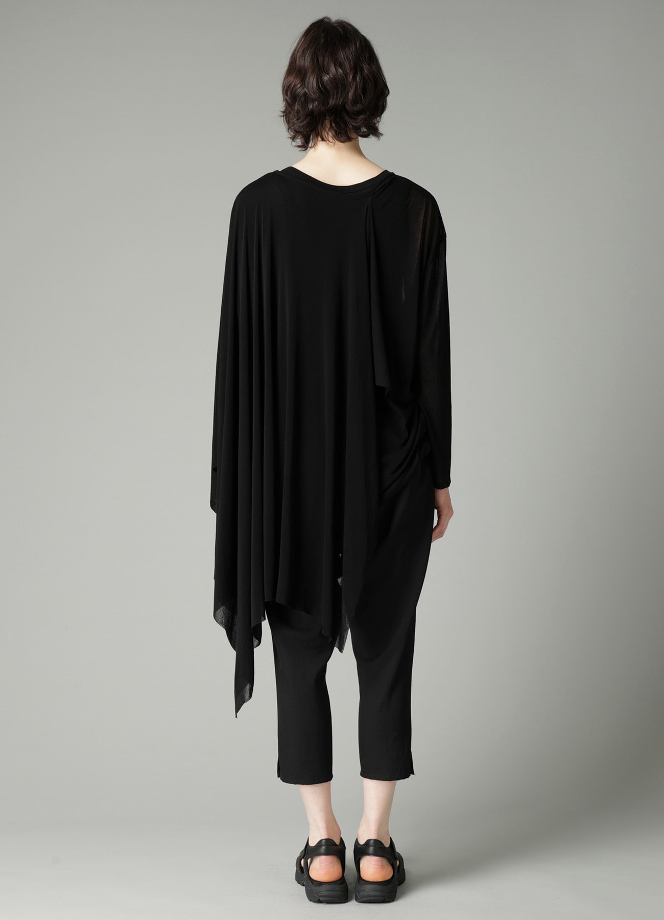 HIGH TWISTED SHEER JERSEY MULTI-WAY LONG SLV T
