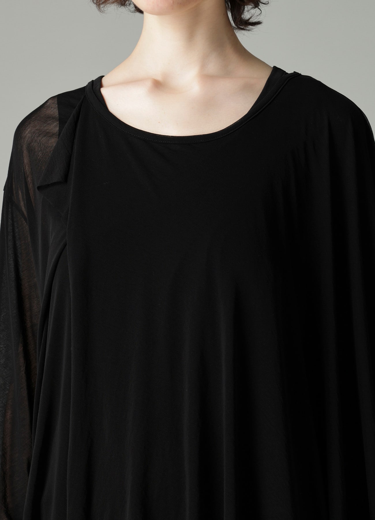HIGH TWISTED SHEER JERSEY MULTI-WAY LONG SLV T