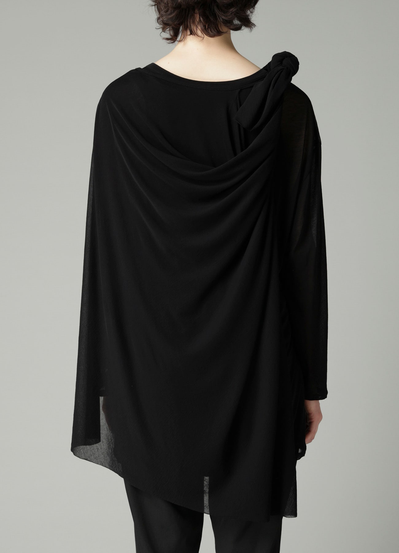 HIGH TWISTED SHEER JERSEY MULTI-WAY LONG SLV T