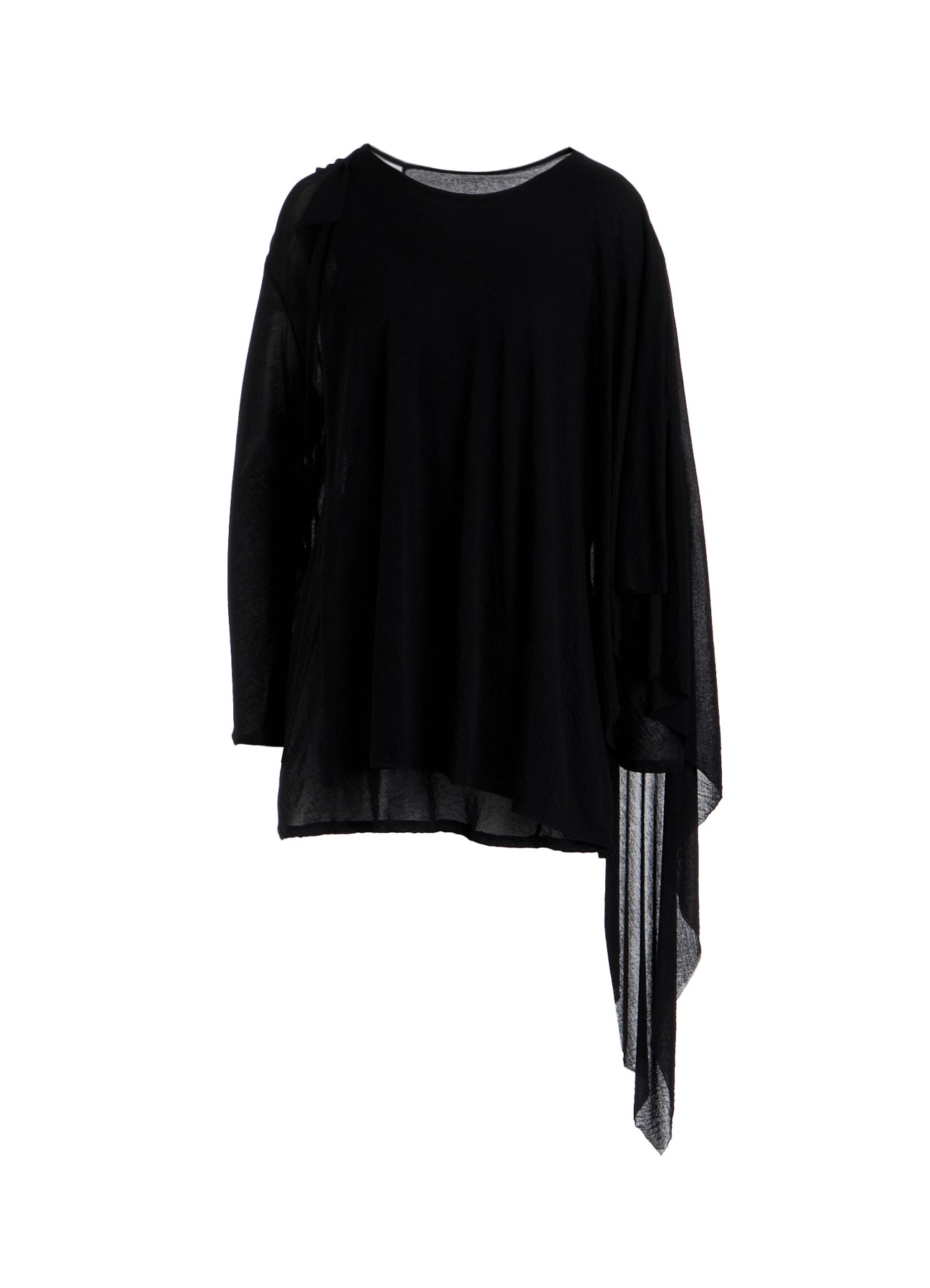 HIGH TWISTED SHEER JERSEY MULTI-WAY LONG SLV T