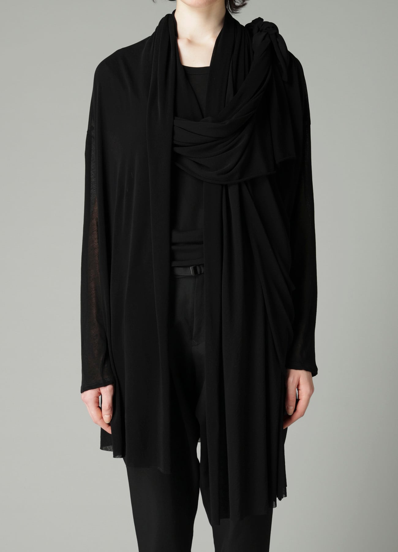 HIGH TWISTED SHEER JERSEY MULTI-WAY CARDIGAN