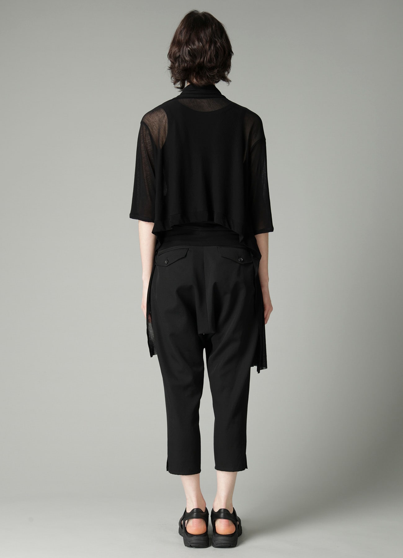 HIGH TWISTED SHEER JERSEY 3/4 SLEEEVE CARDIGAN
