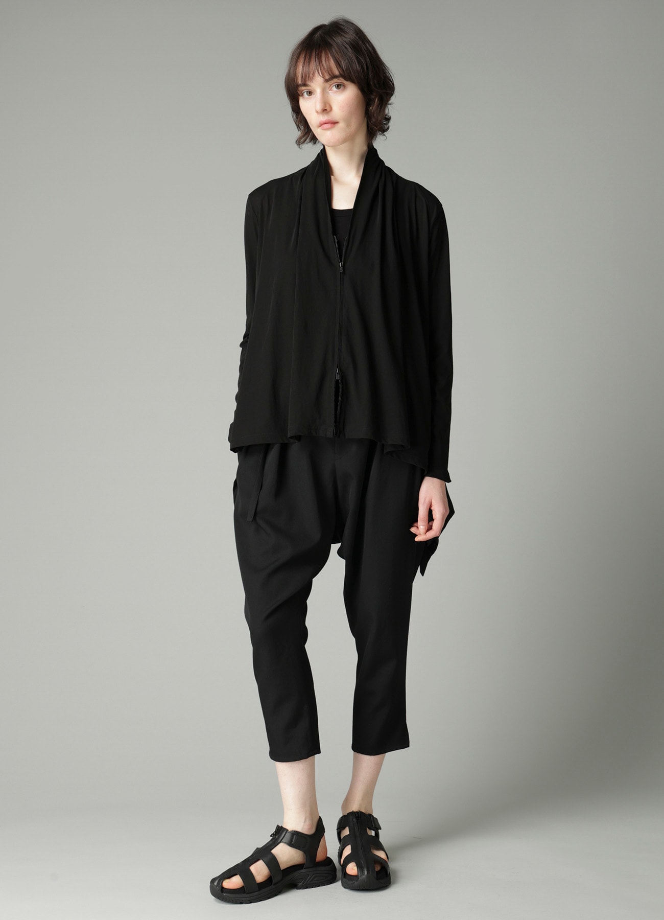 HIGH TWISTED SINGLE JERSEY GUSSET SHOULDER CARDIGAN