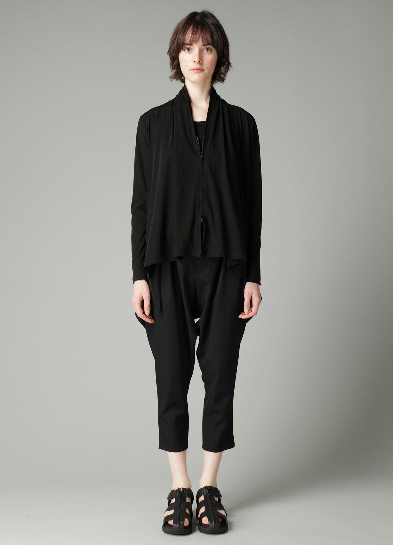 HIGH TWISTED SINGLE JERSEY GUSSET SHOULDER CARDIGAN