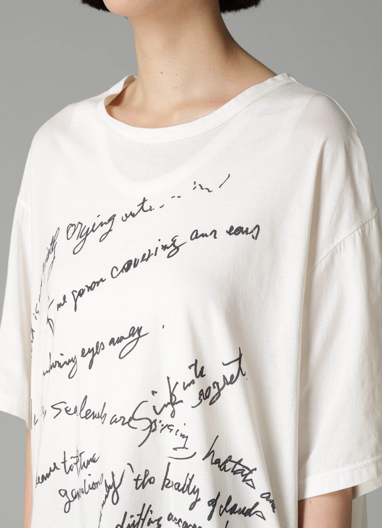 COTTON SINGLE JERSEY HAND WRITING PT SHORT SLV T