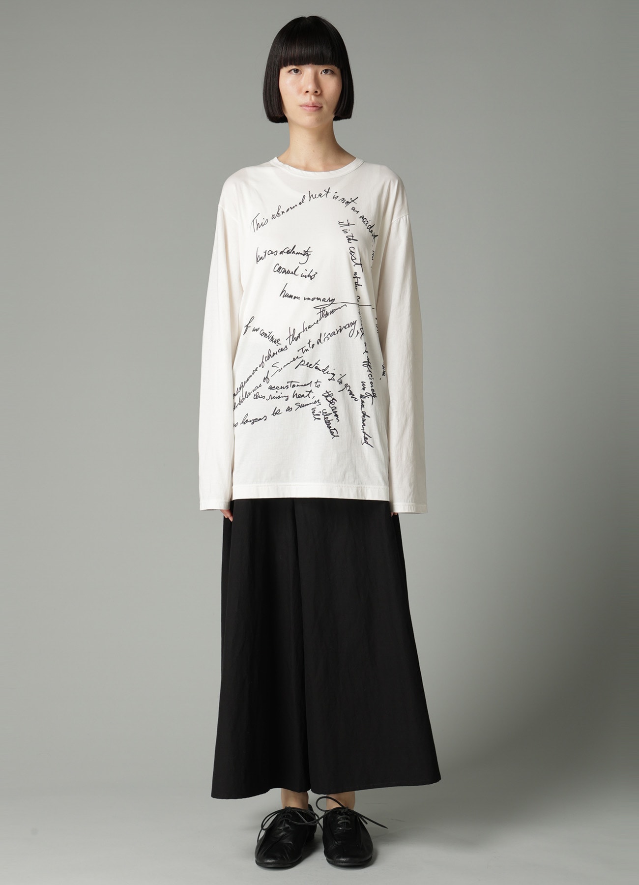 COTTON SINGLE JERSEY HAND WRITING PT LONG SLV T