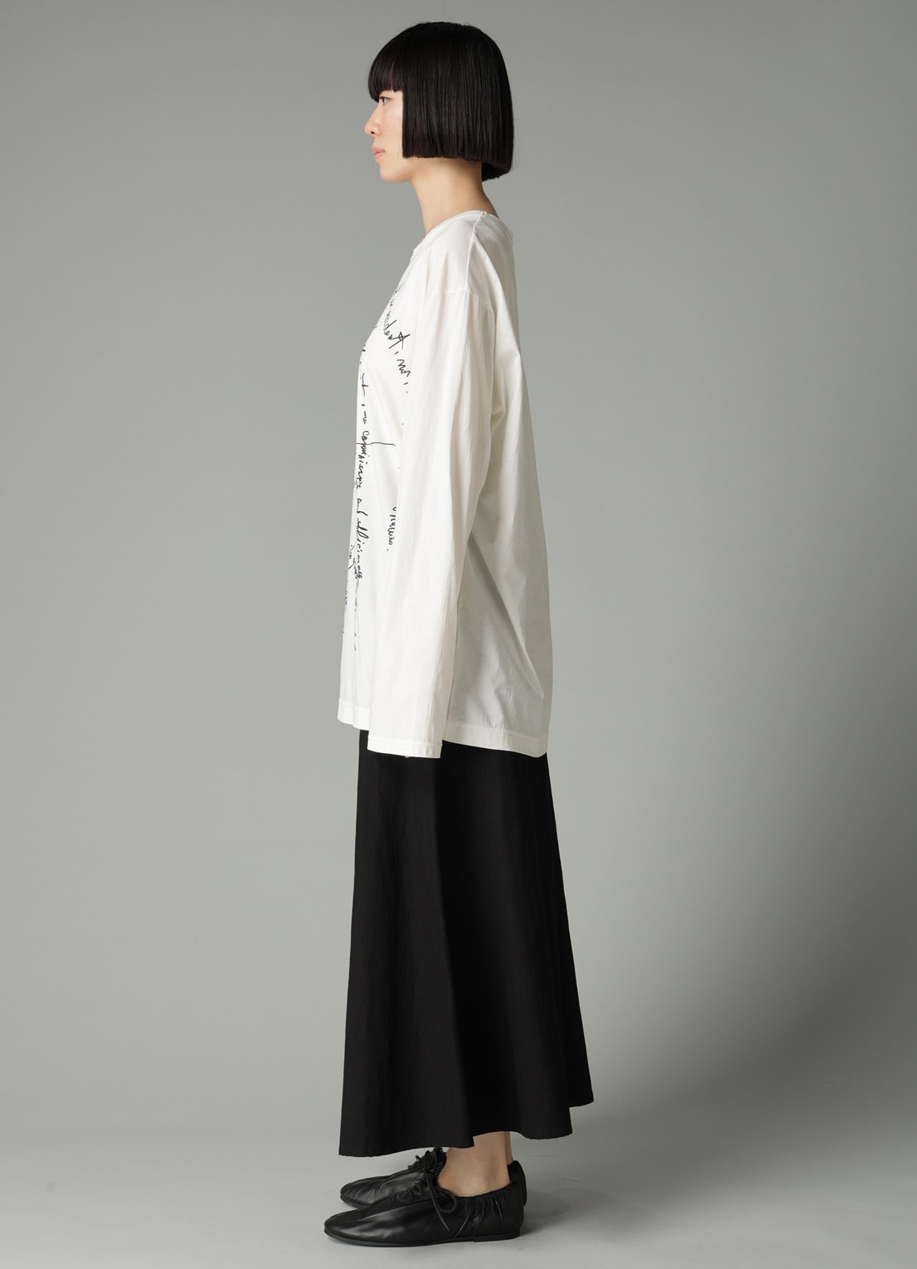 COTTON SINGLE JERSEY HAND WRITING PT LONG SLV T