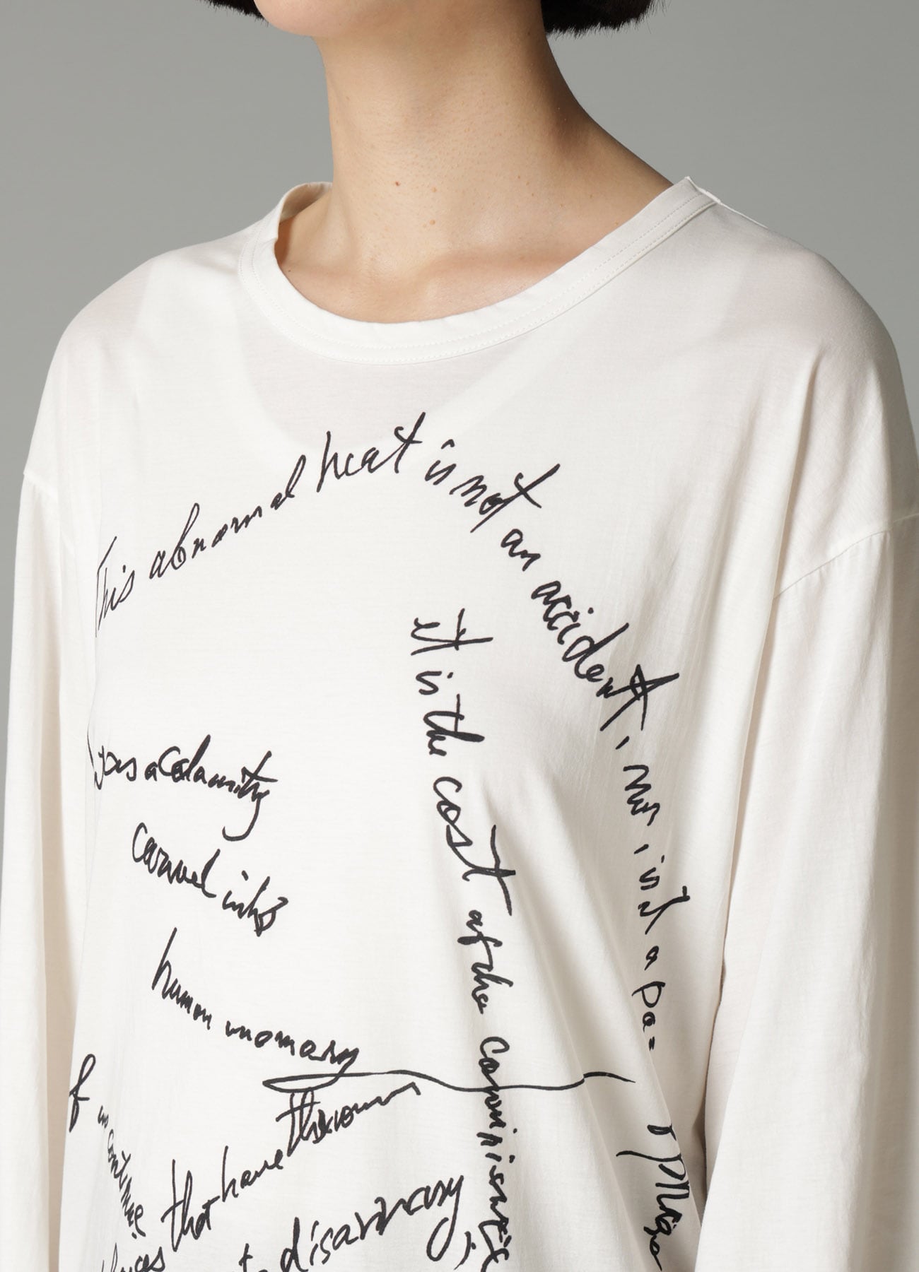 COTTON SINGLE JERSEY HAND WRITING PT LONG SLV T