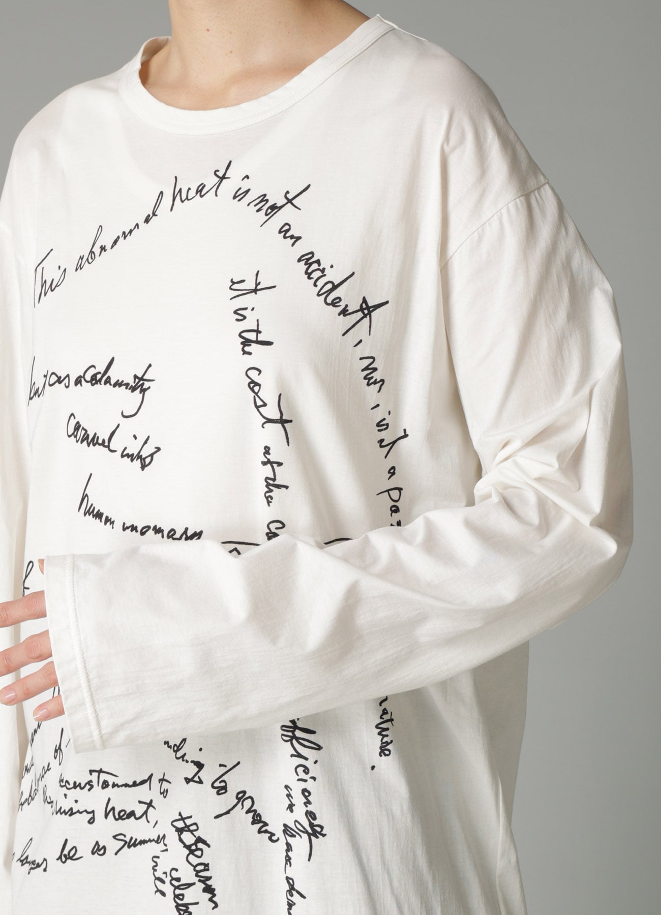 COTTON SINGLE JERSEY HAND WRITING PT LONG SLV T