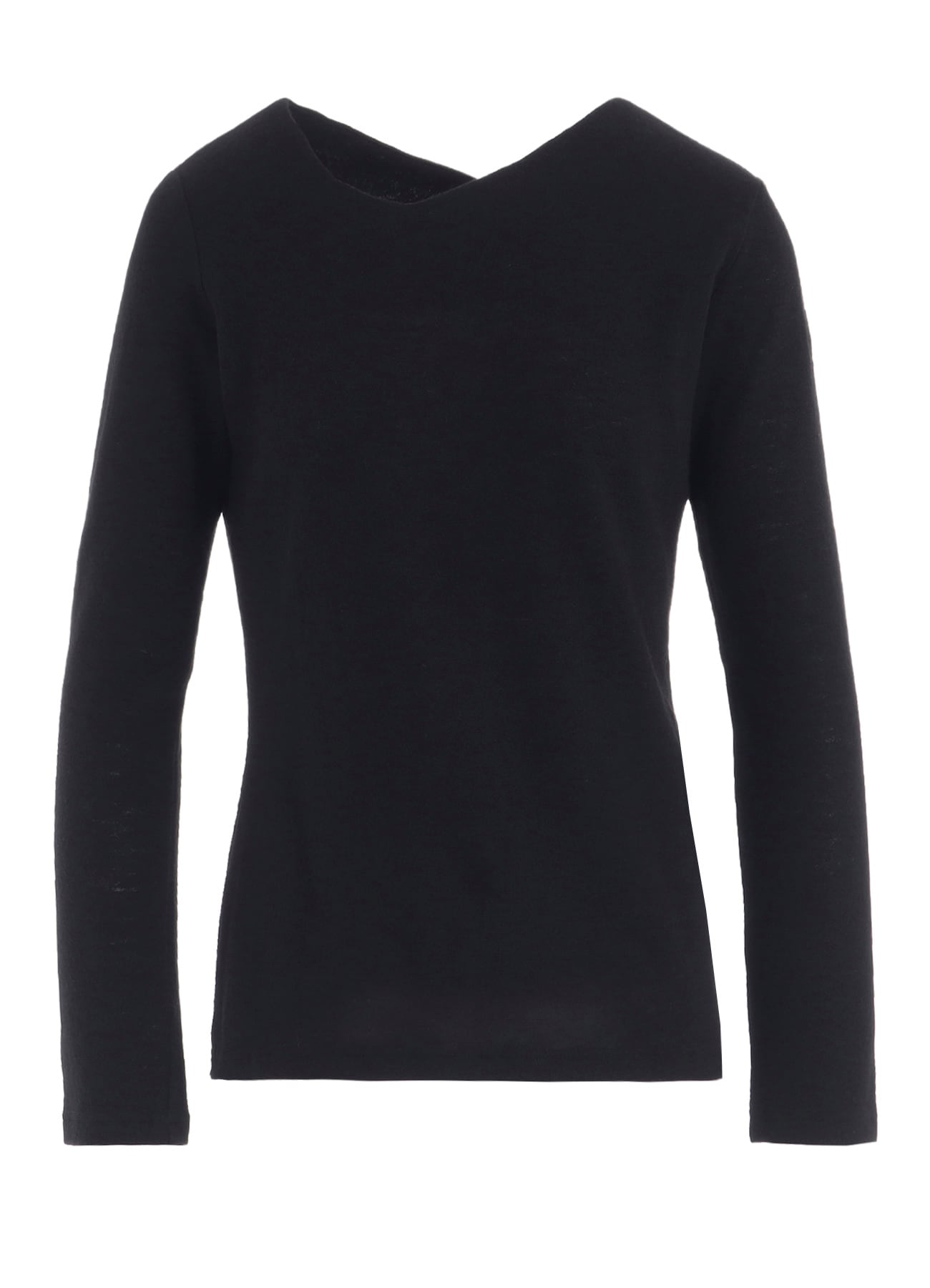 AIRY SPUN LIGHT MILLED ANGULAR NECK LONG T-SHIRT