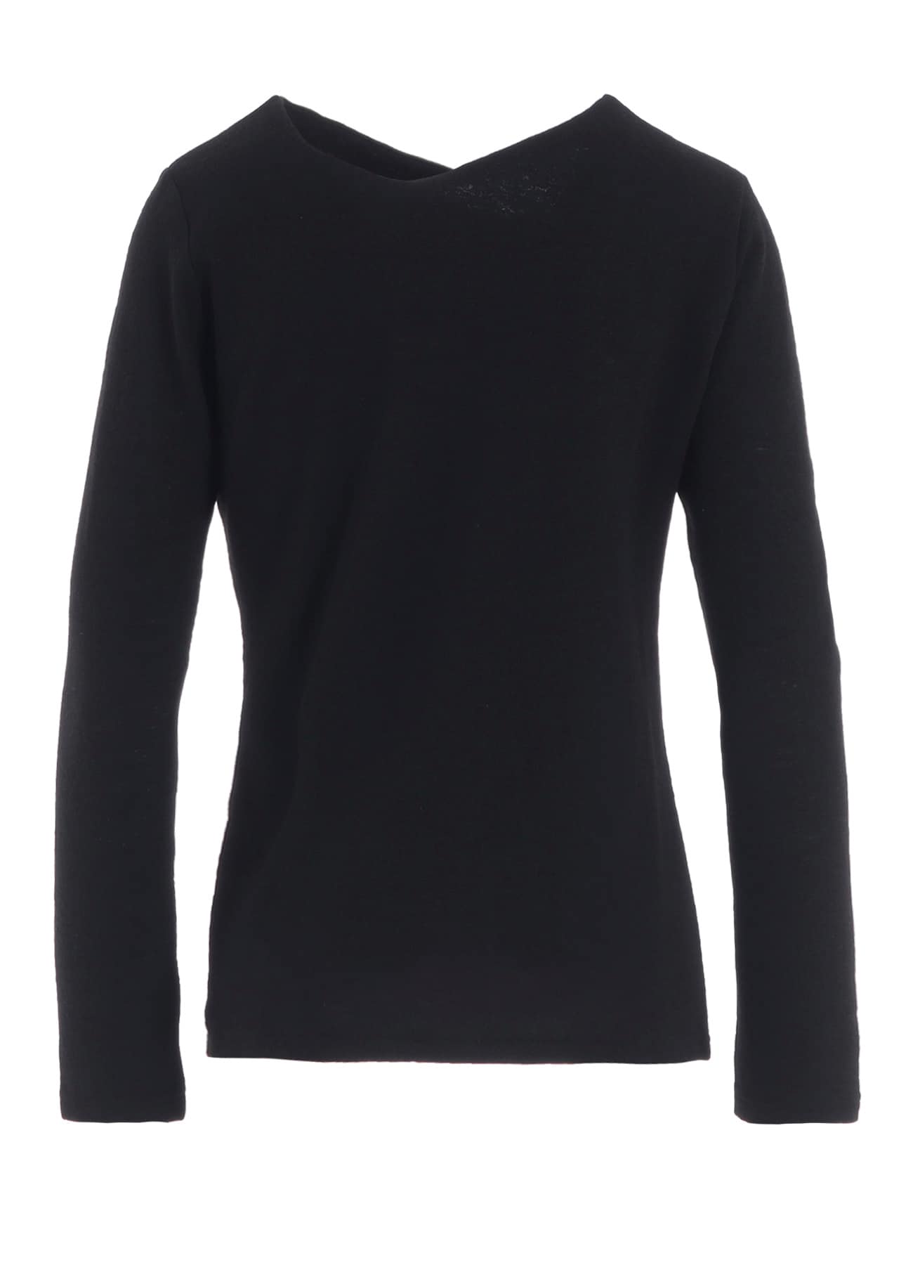 AIRY SPUN LIGHT MILLED ANGULAR NECK LONG T-SHIRT