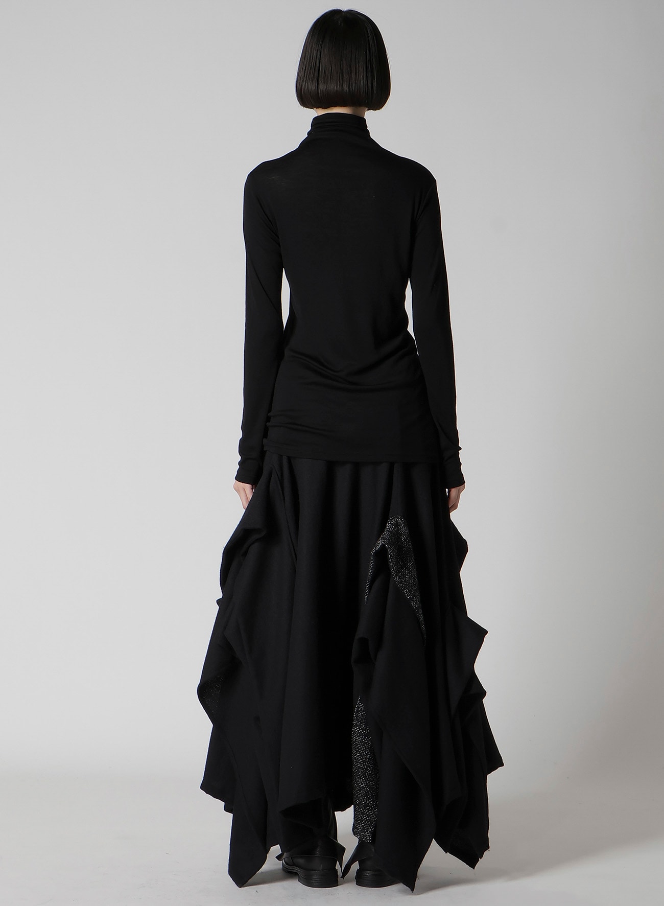 WOOL CHIFFON HIGHNECK LONG T B