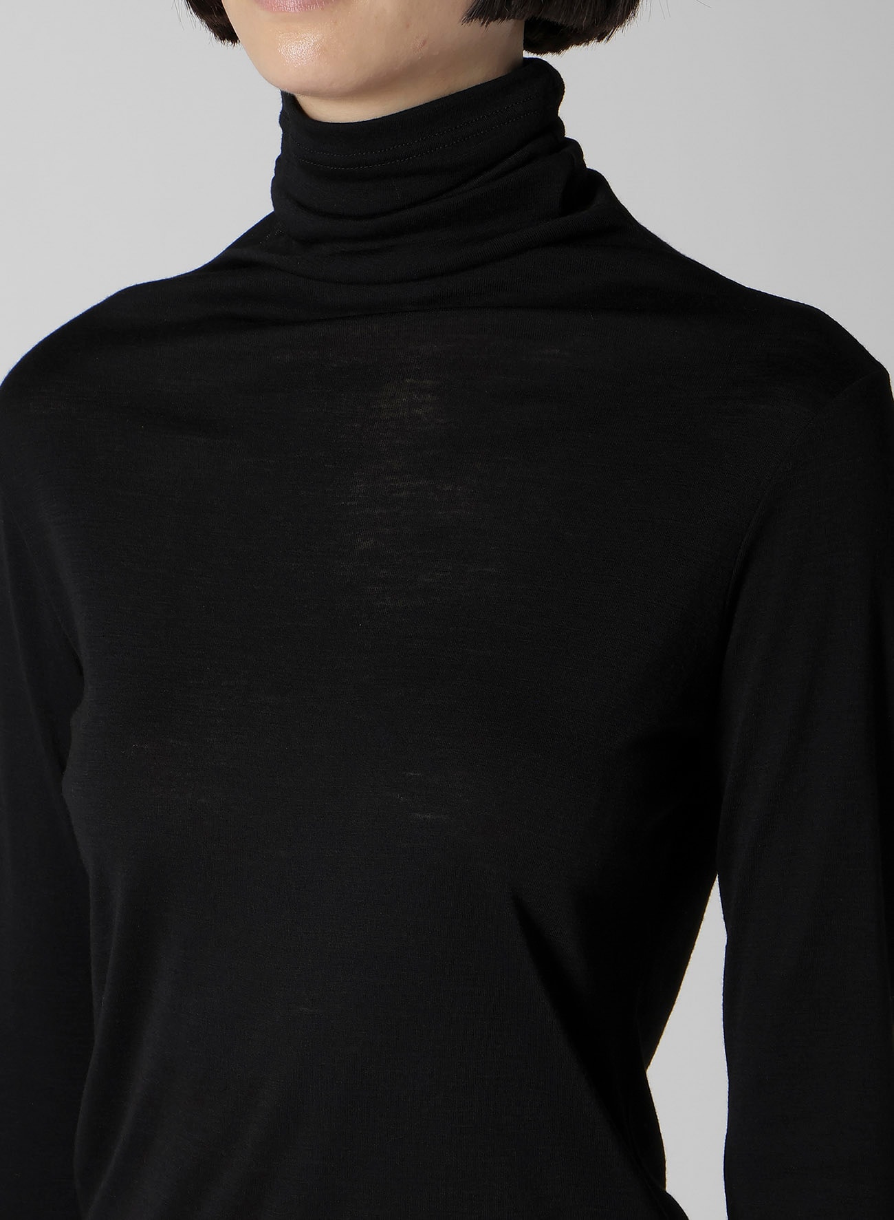 WOOL CHIFFON HIGHNECK LONG T B