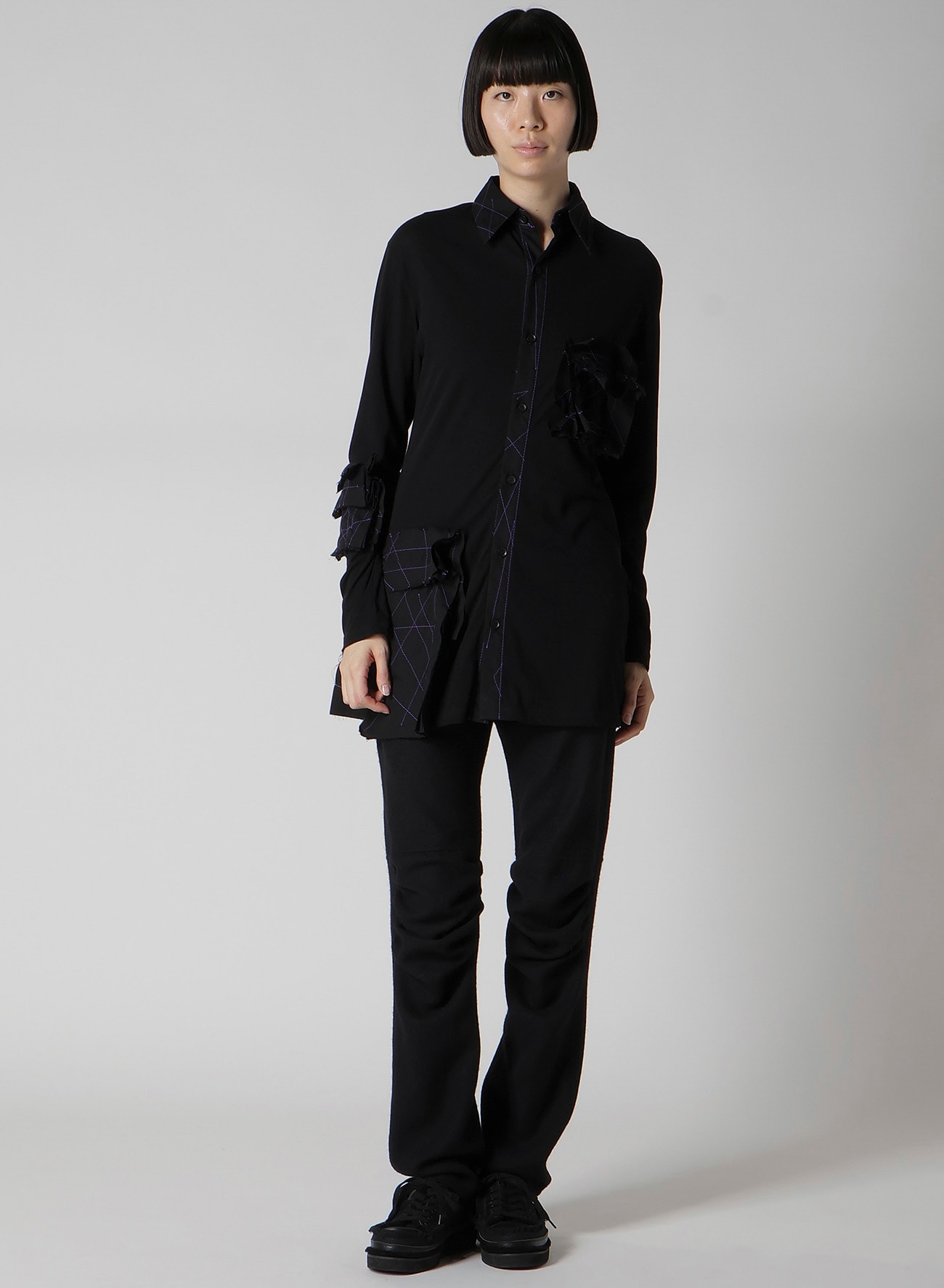 COTTON SINGLE JERSEY COLOR STITCHED BLOUSE G