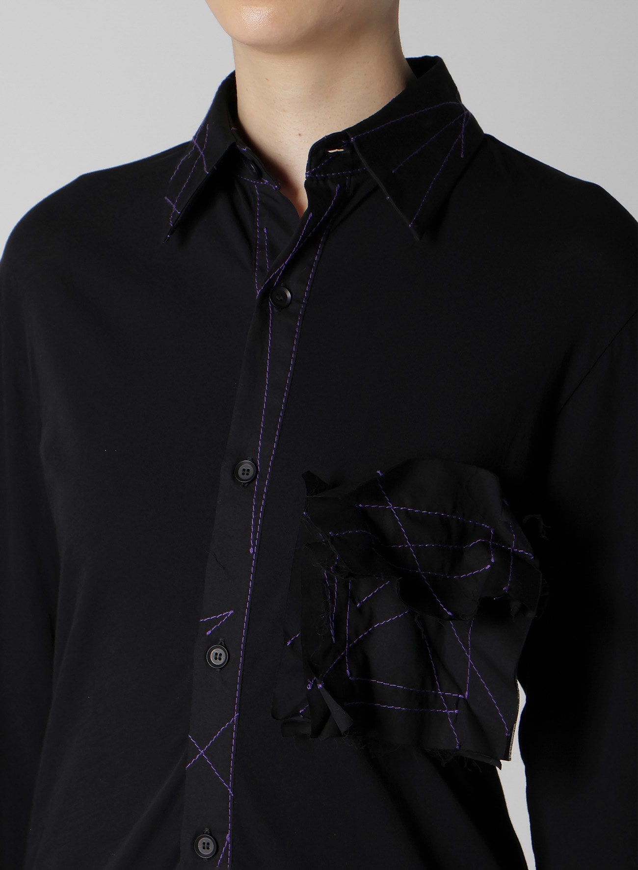 COTTON SINGLE JERSEY COLOR STITCHED BLOUSE G