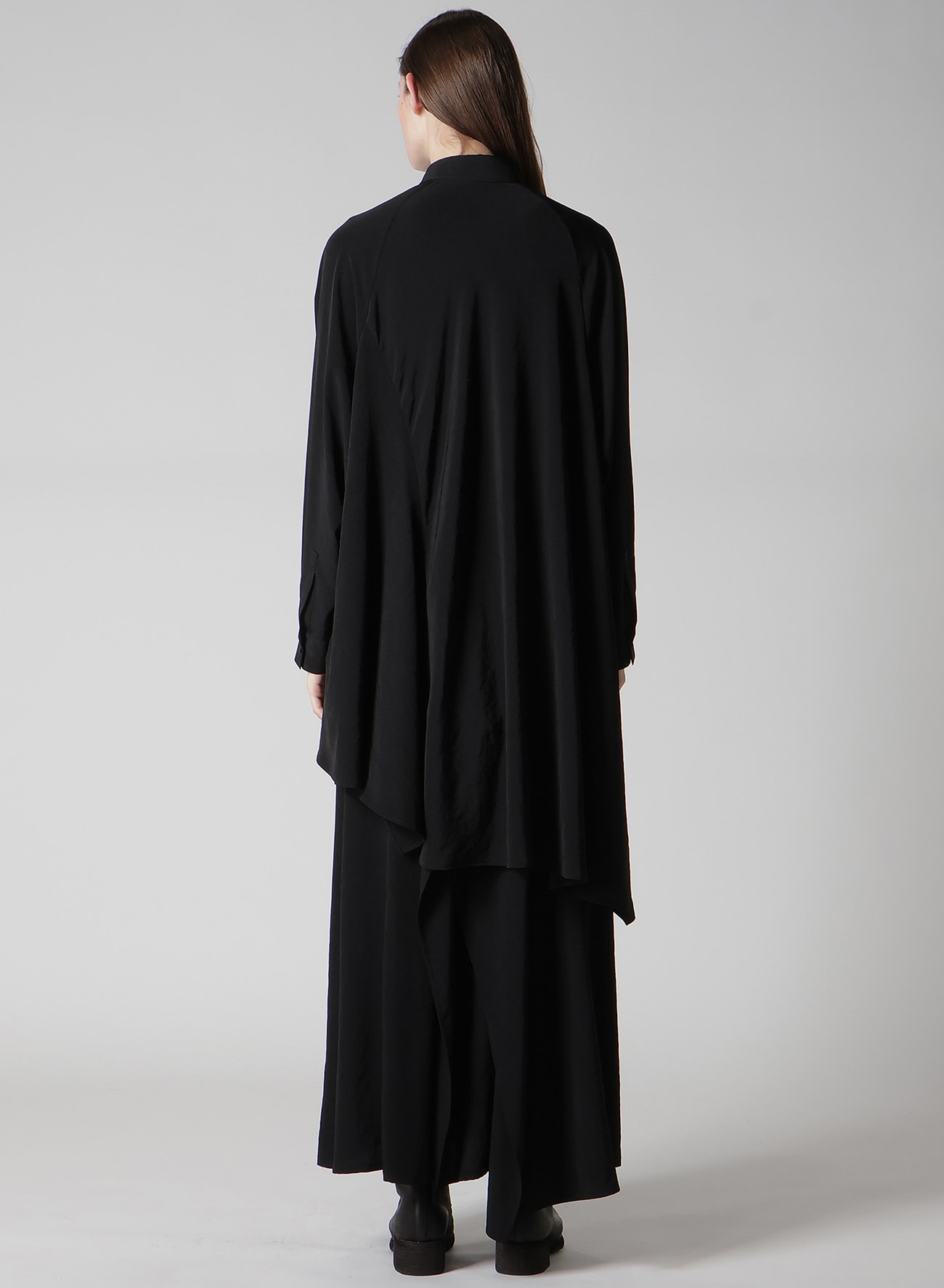 ジラフ※プロフお読みください※ TA/PE CREPE DE CHINE RAGLAN LONG SLV BLOUSE(XS Black): Yohji