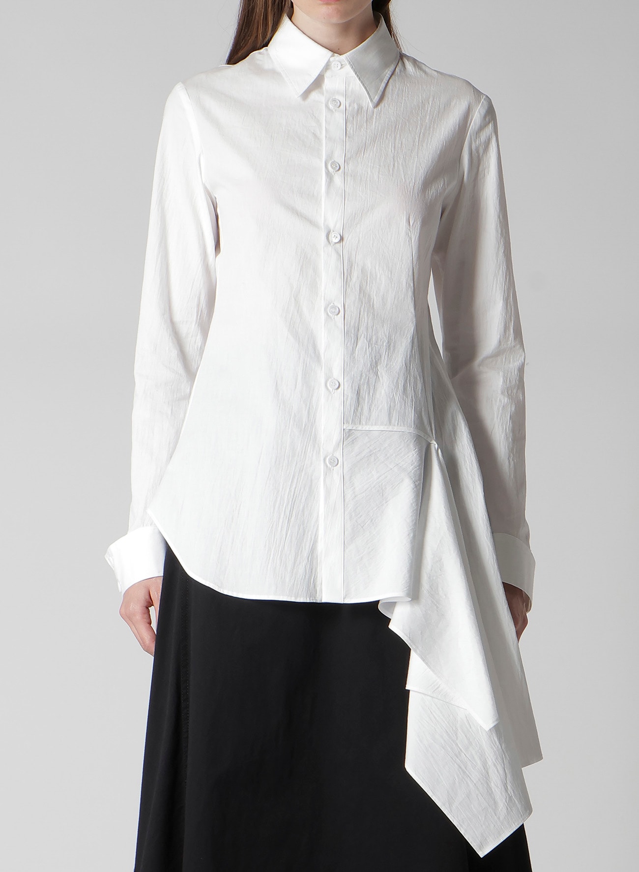 COTTON BROAD L DRAPED BLOUSE