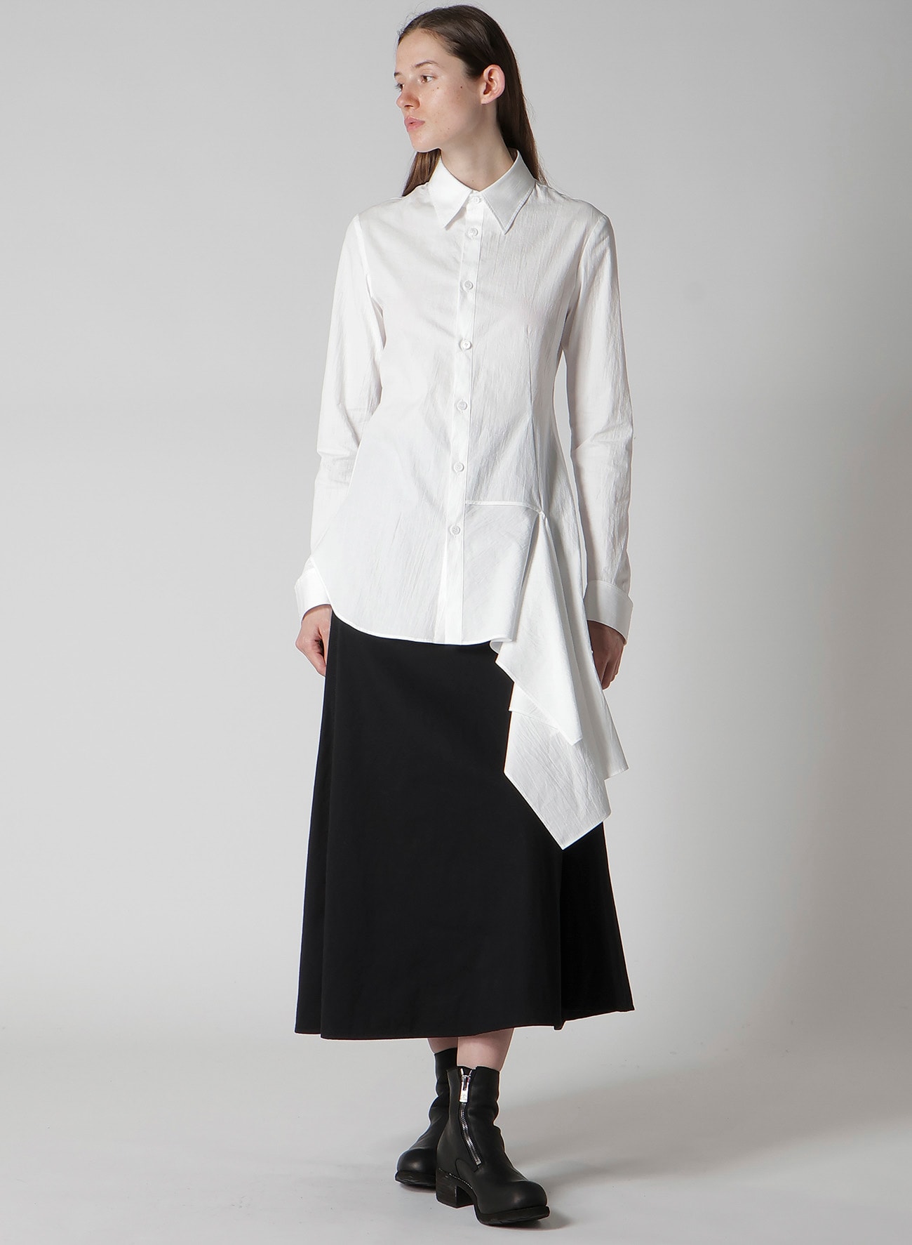 COTTON BROAD L DRAPED BLOUSE