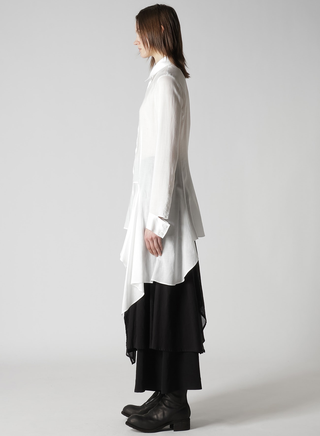 CELLULOSE LAWN L DRAPED BLOUSE(XS Off White): Yohji Yamamoto