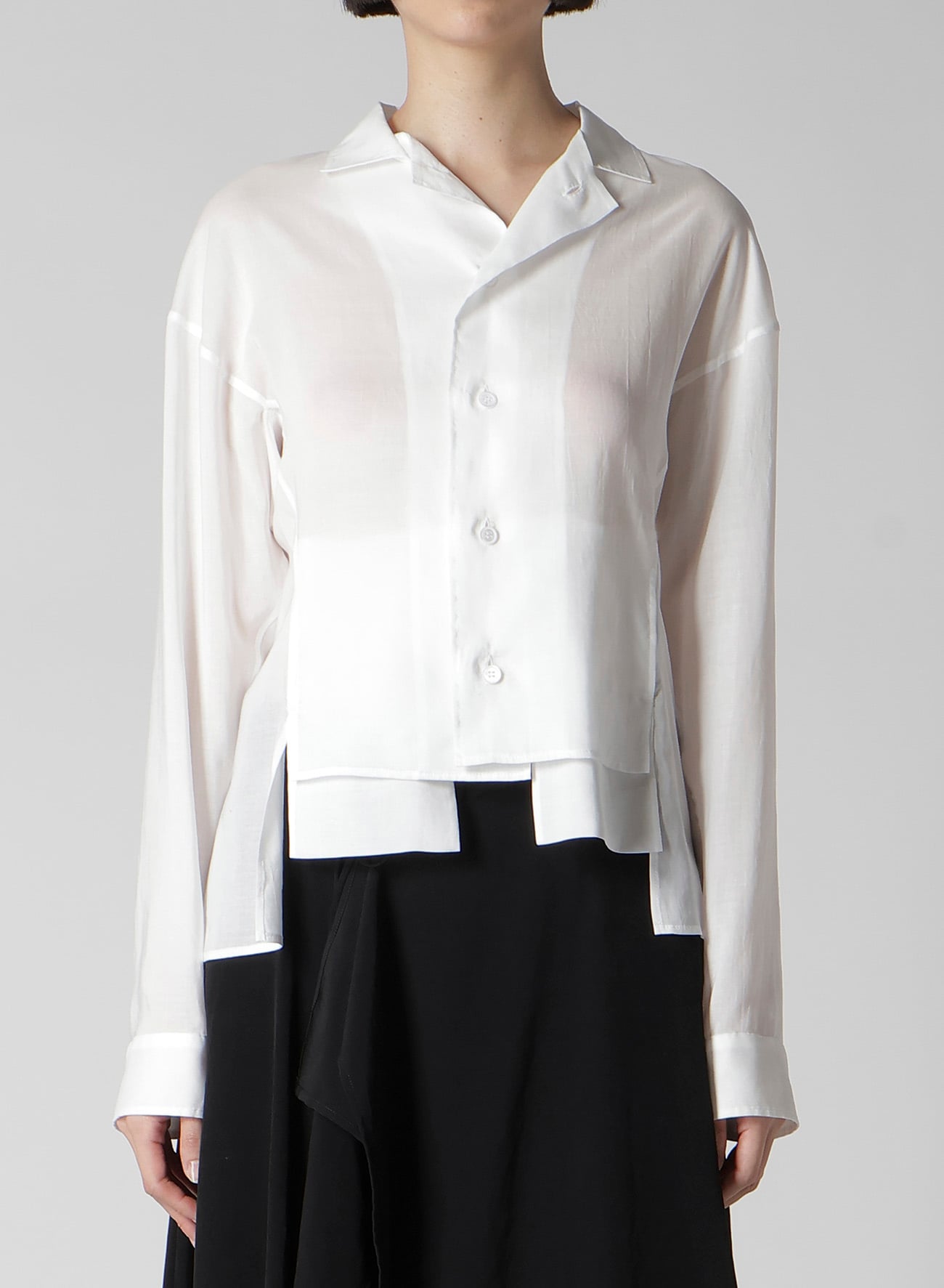 CELLULOSE LAWN PANELED SHORT BLOUSE