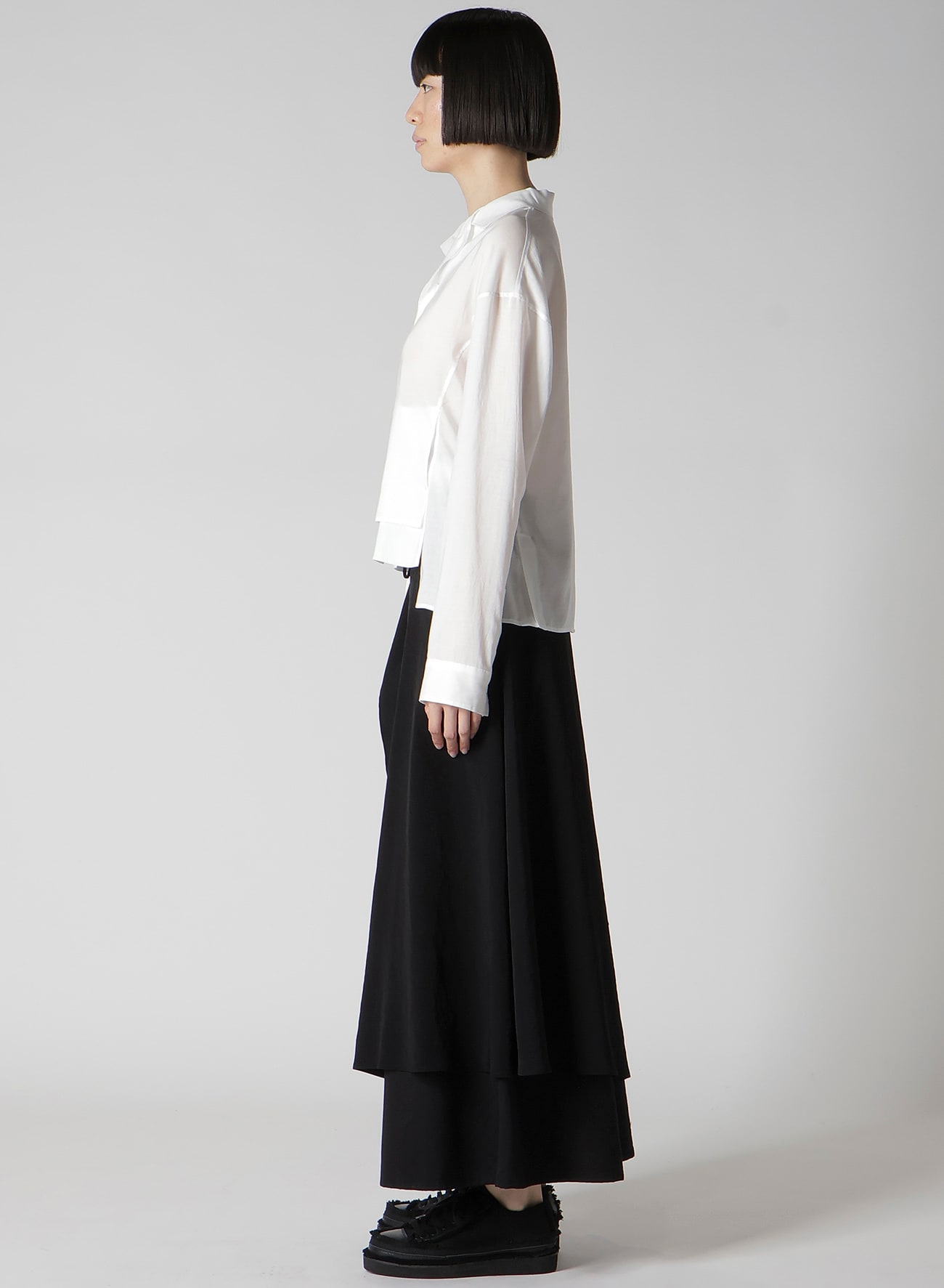 CELLULOSE LAWN PANELED SHORT BLOUSE