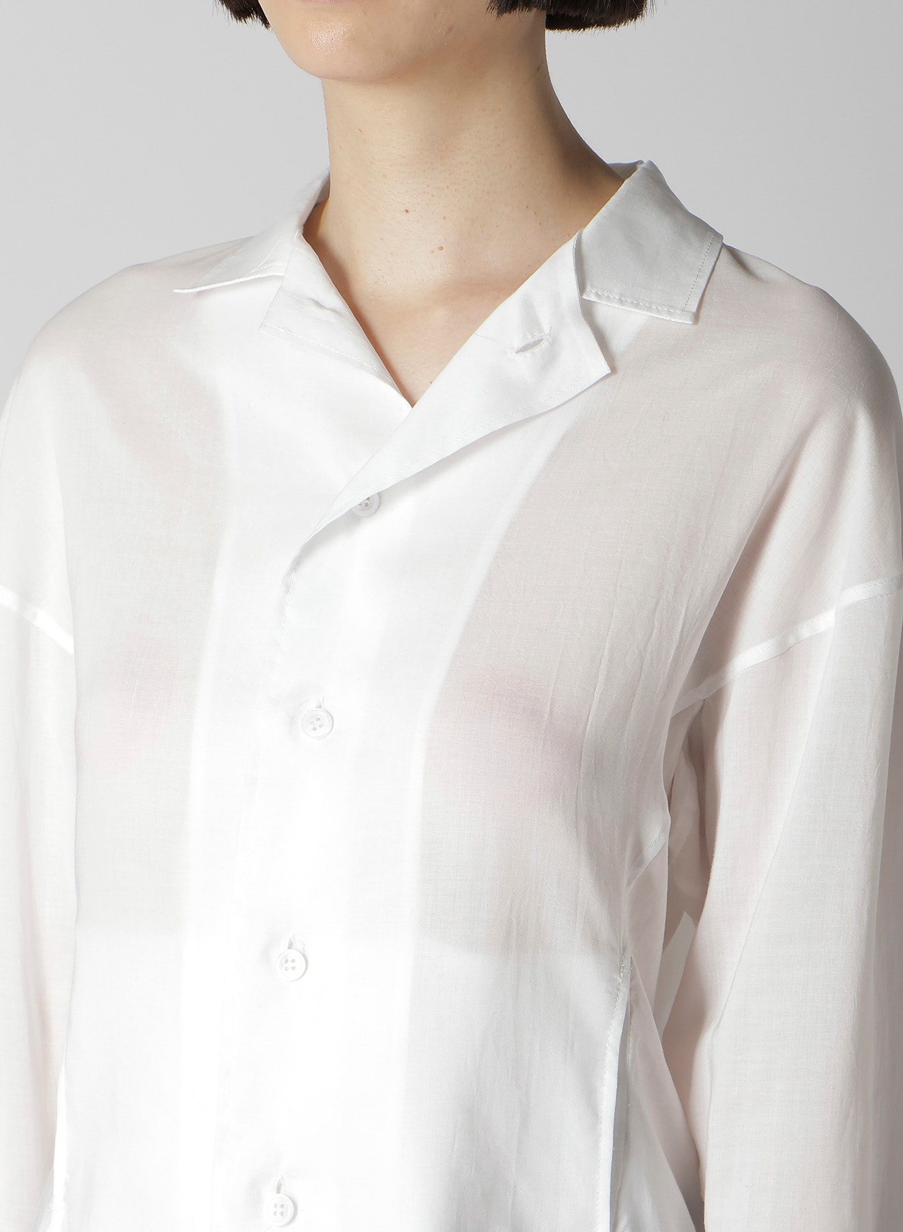 CELLULOSE LAWN PANELED SHORT BLOUSE