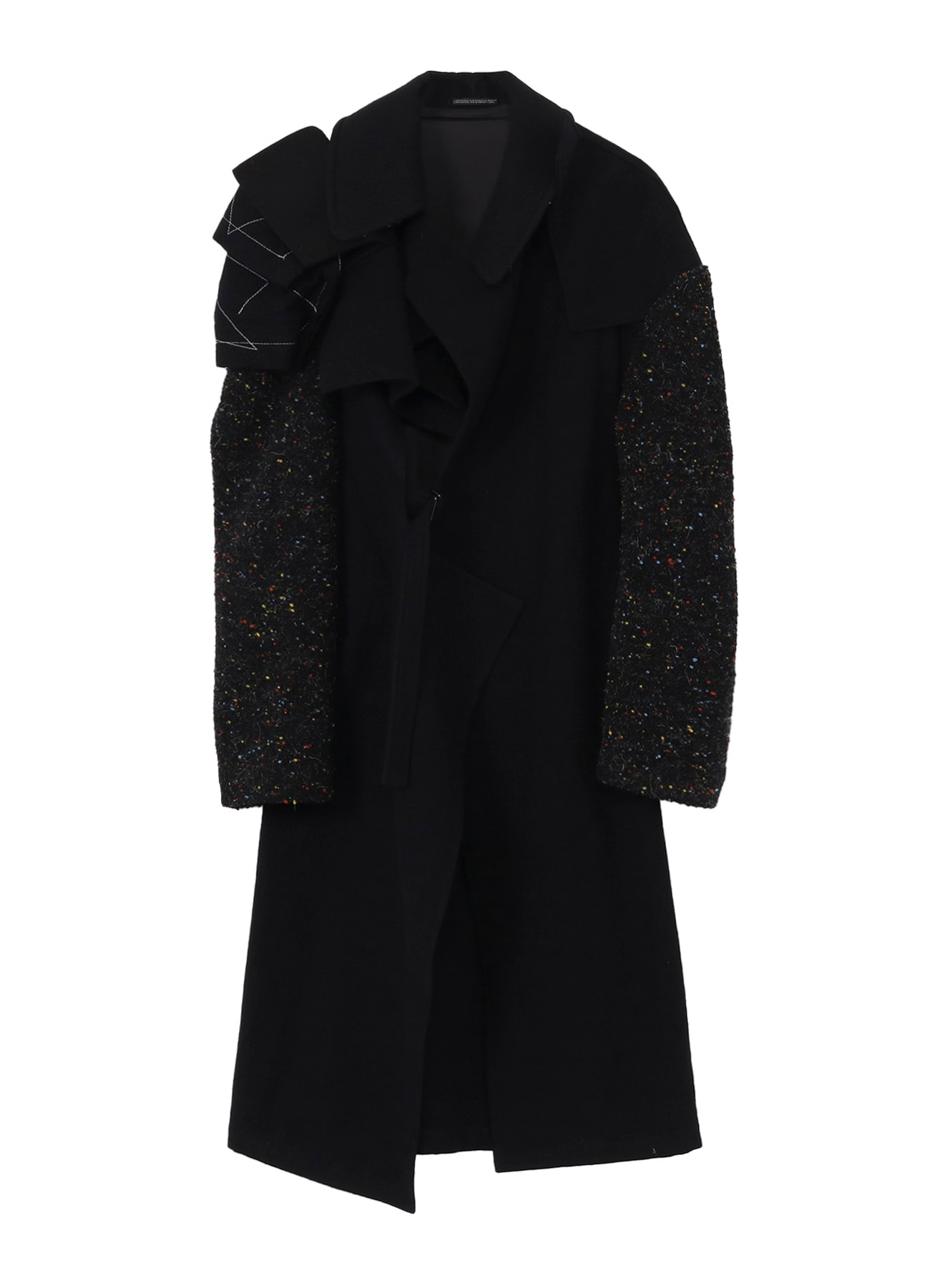 SHRINKED WOOL SERGE R DOUBLE LAYERED BELTED COAT