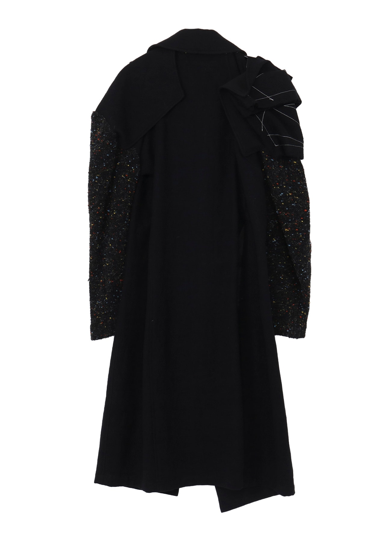 SHRINKED WOOL SERGE R DOUBLE LAYERED BELTED COAT