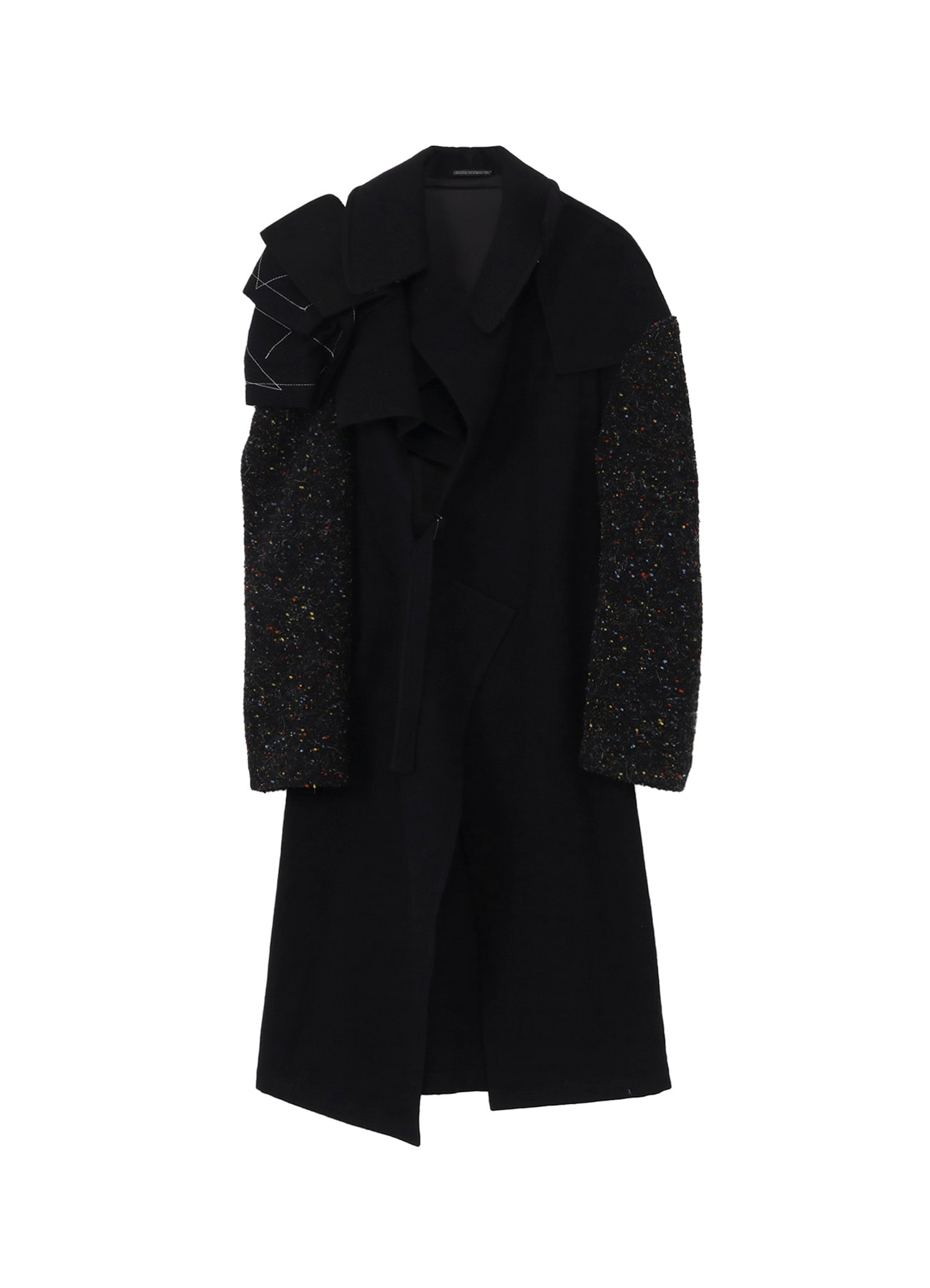 SHRINKED WOOL SERGE R DOUBLE LAYERED BELTED COAT