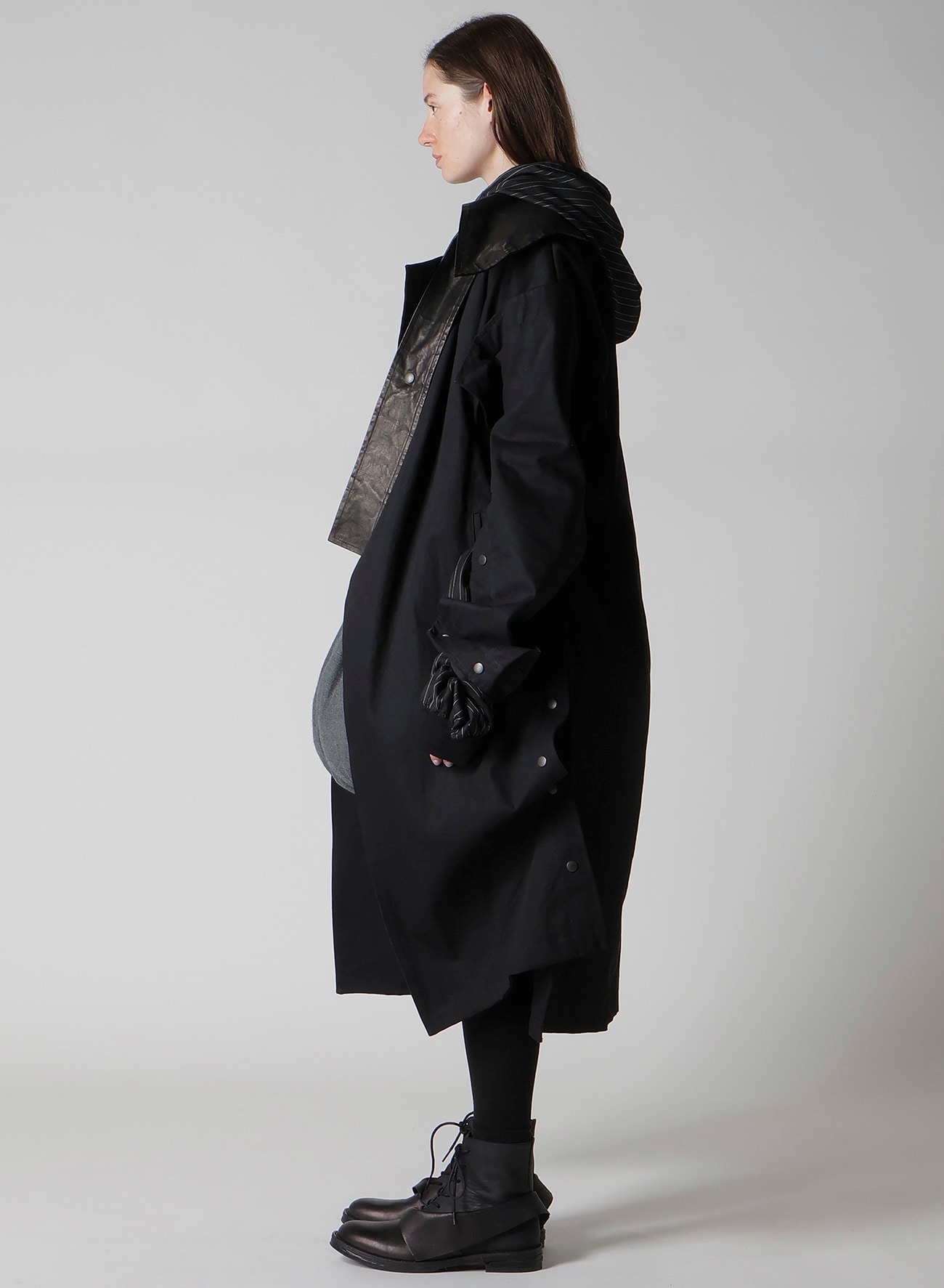 10OZ UNEVEN YARN DENIM A SNAP BUTTON BIG COAT