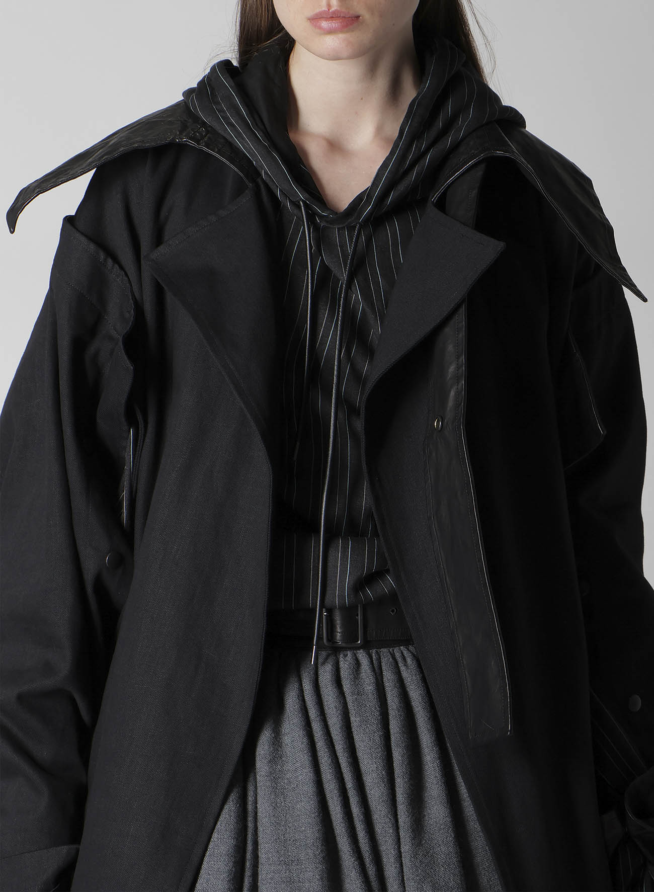 10OZ UNEVEN YARN DENIM A SNAP BUTTON BIG COAT