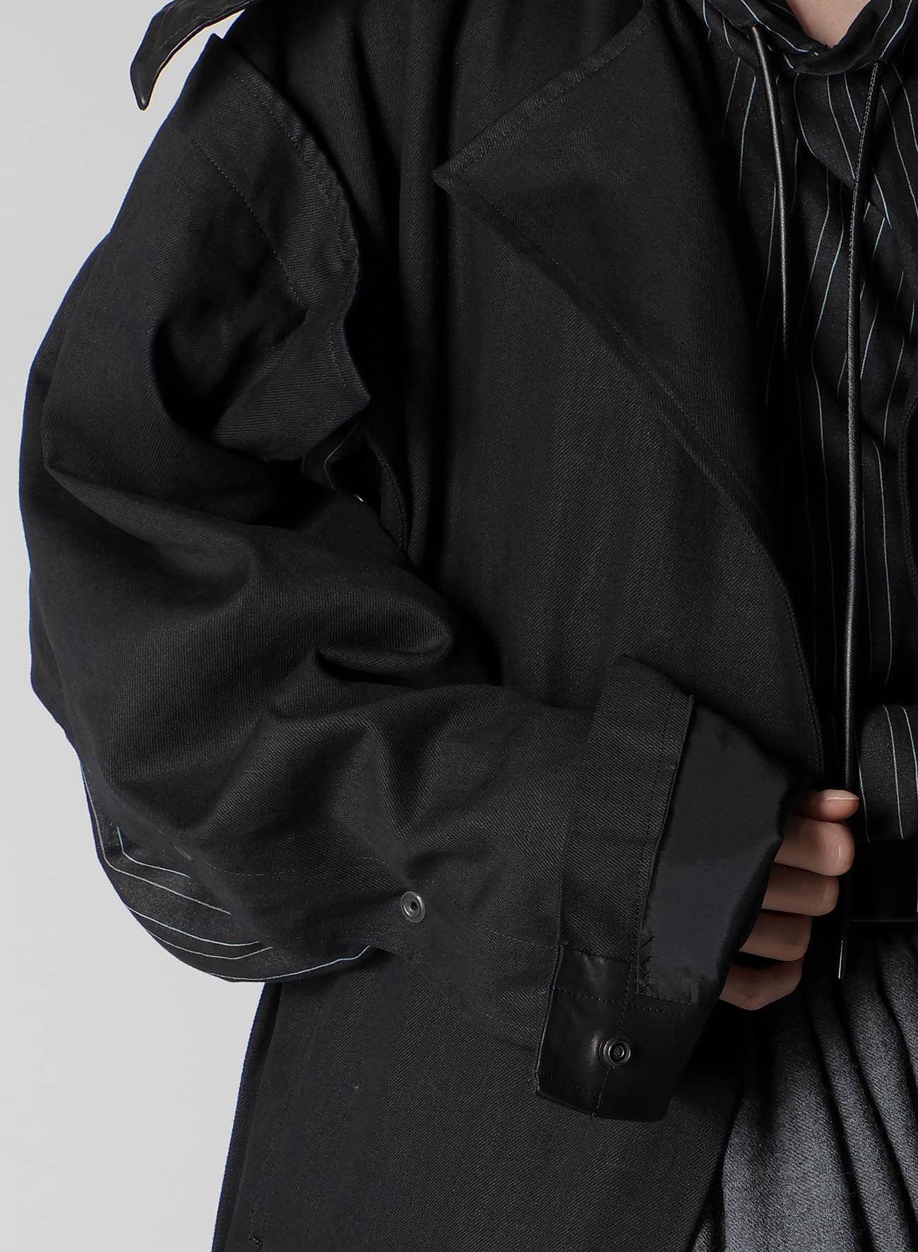 10OZ UNEVEN YARN DENIM A SNAP BUTTON BIG COAT