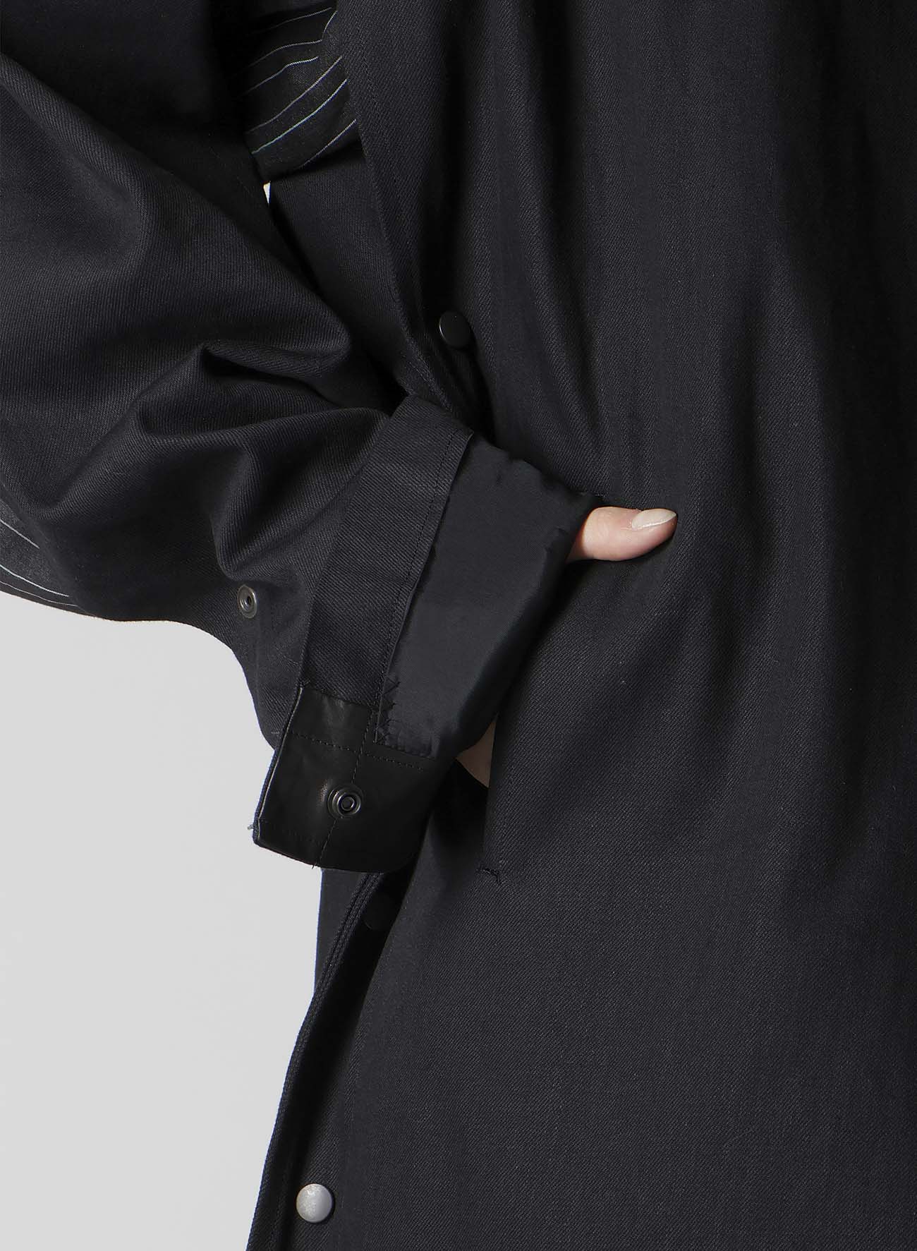 10OZ UNEVEN YARN DENIM A SNAP BUTTON BIG COAT