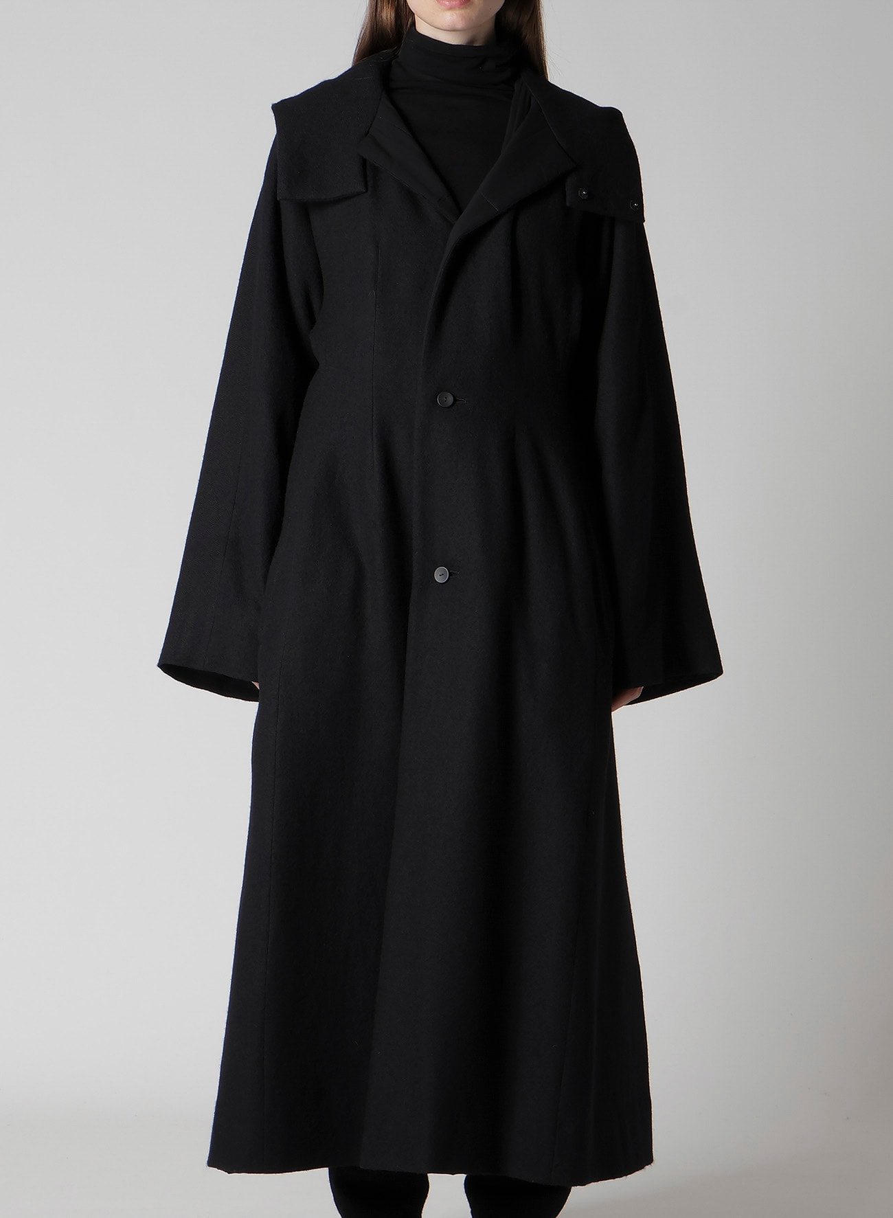 shishi　　WRAP HOODED COAT ウールカシミヤ　サイズ4 YohjiYamamotoHoodedCoat_368929