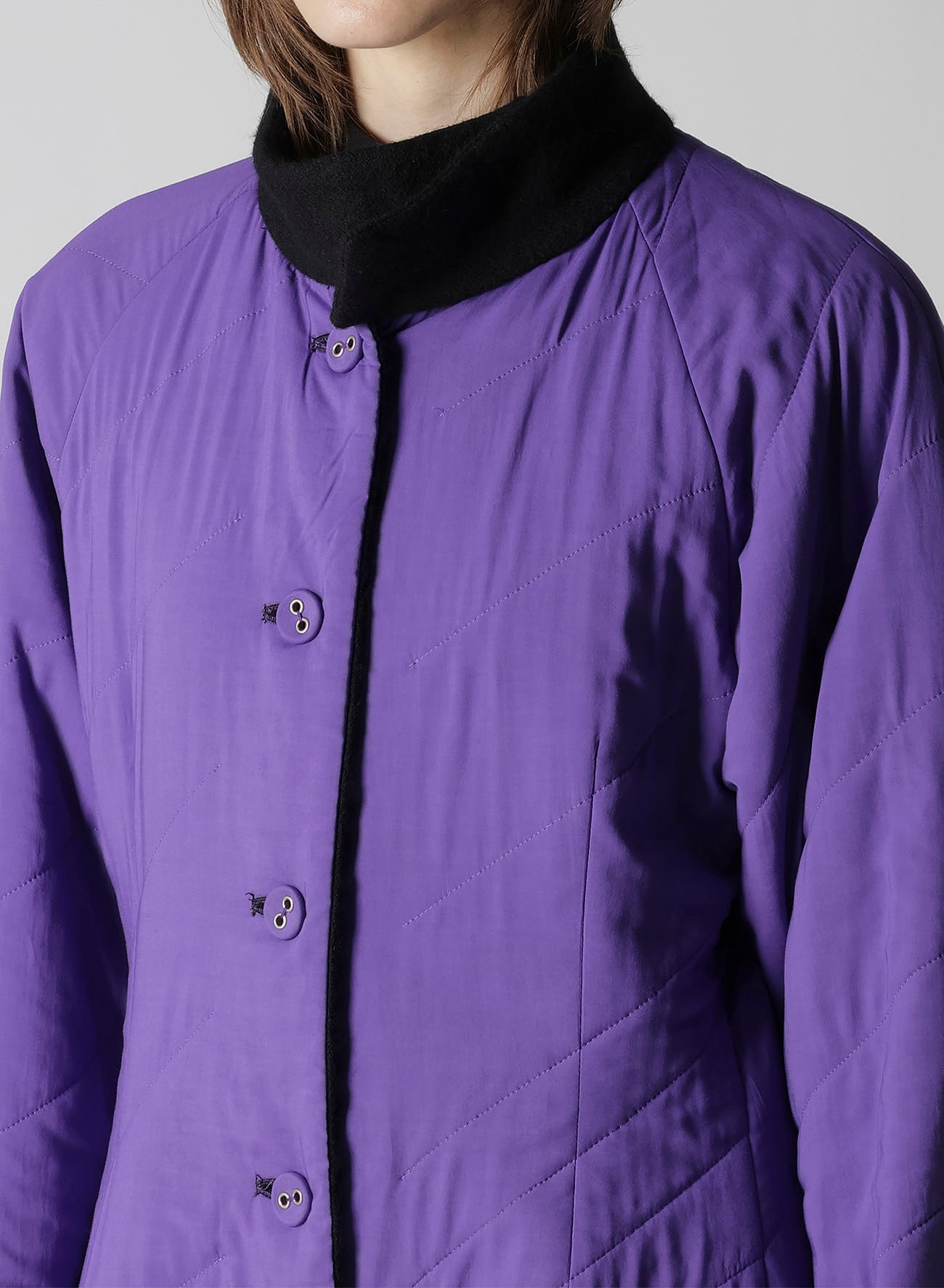 OVERDYE WOOL VIERA REVERSIBLE STAND COLLAR COAT