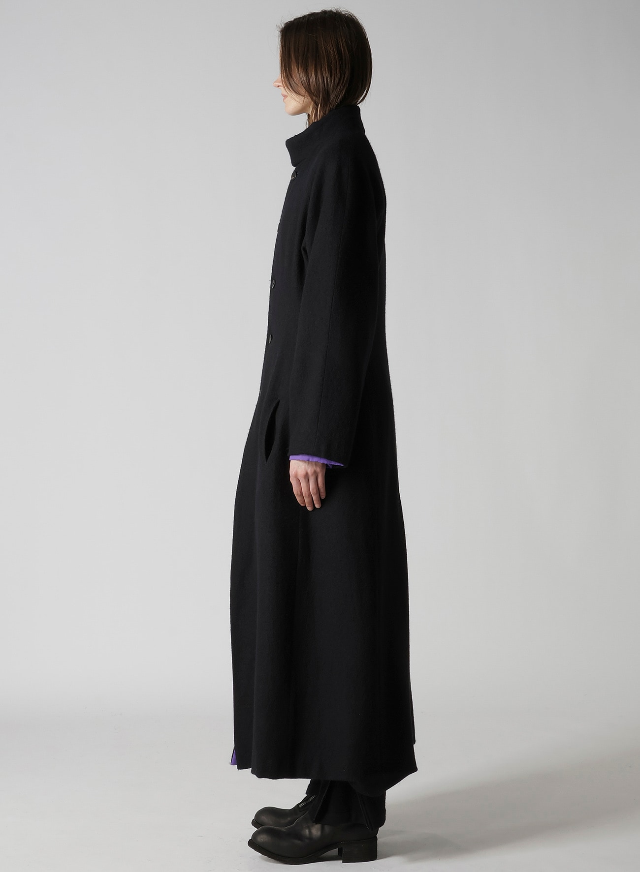 OVERDYE WOOL VIERA REVERSIBLE STAND COLLAR COAT