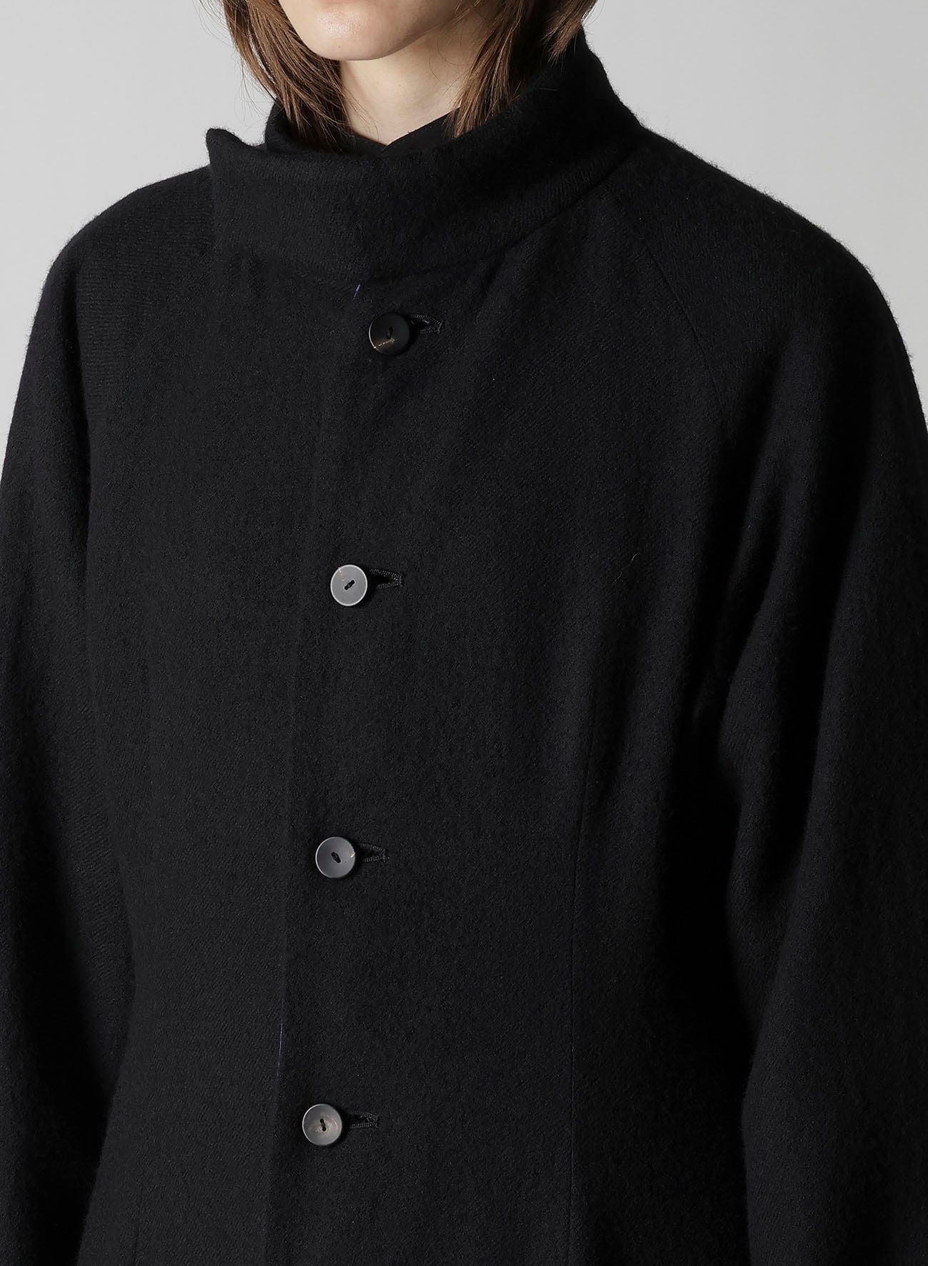 OVERDYE WOOL VIERA REVERSIBLE STAND COLLAR COAT